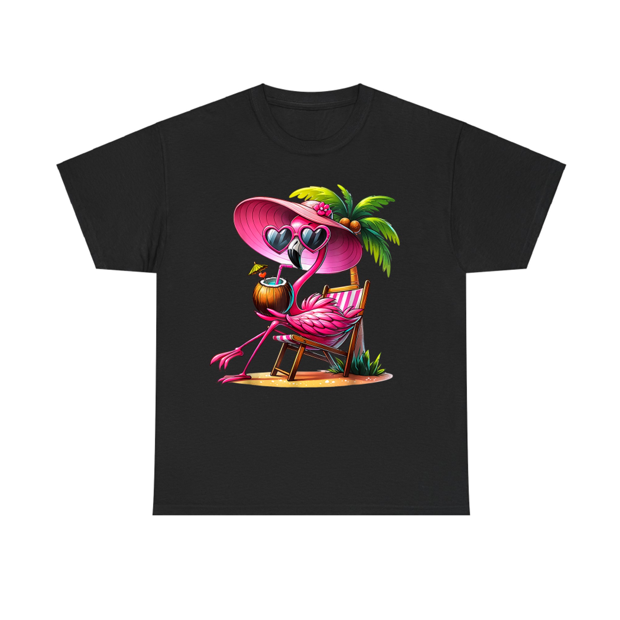Tropical Flamingo Vacation Vibes Cute Summer Beach Travel Relaxation T-Shirt