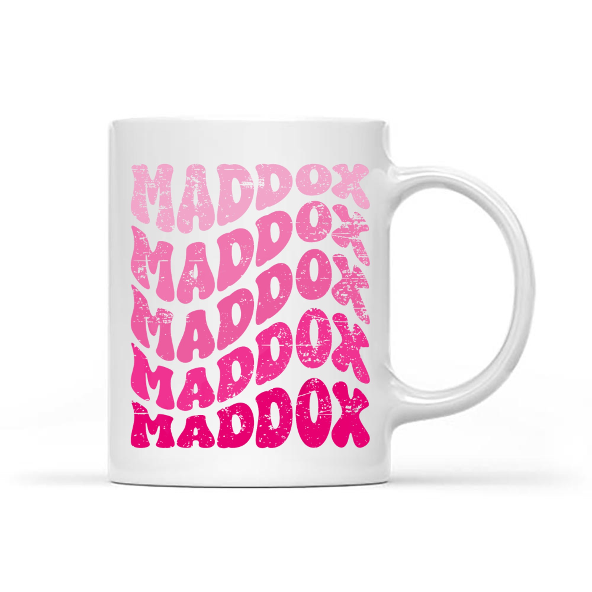 Vintage Bubble Letter Maddox 70s Style Custom Name Mug