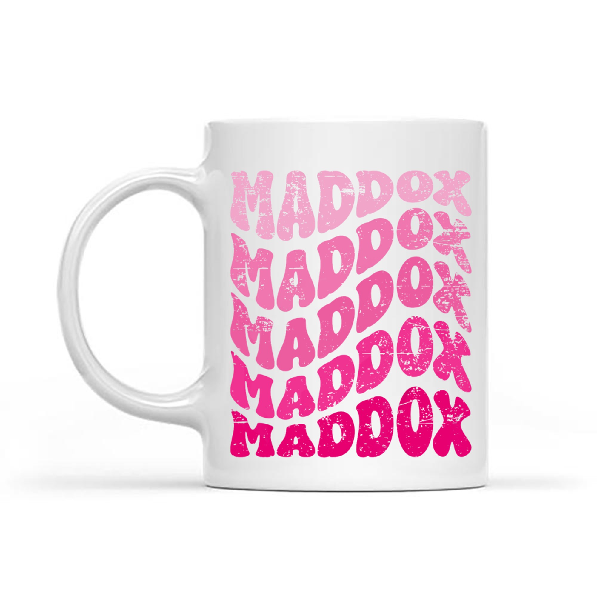 Vintage Bubble Letter Maddox 70s Style Custom Name Mug
