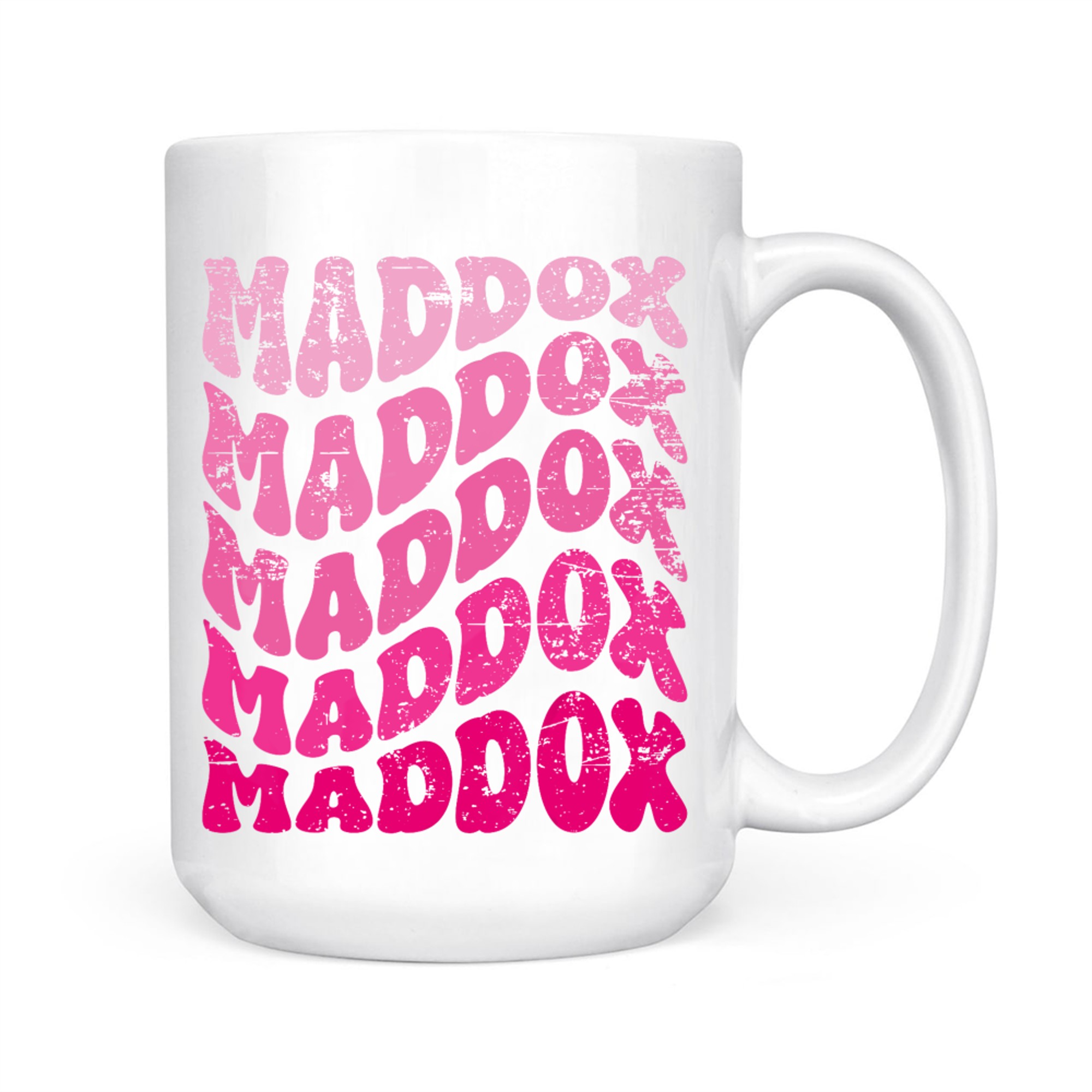 Vintage Bubble Letter Maddox 70s Style Custom Name Mug