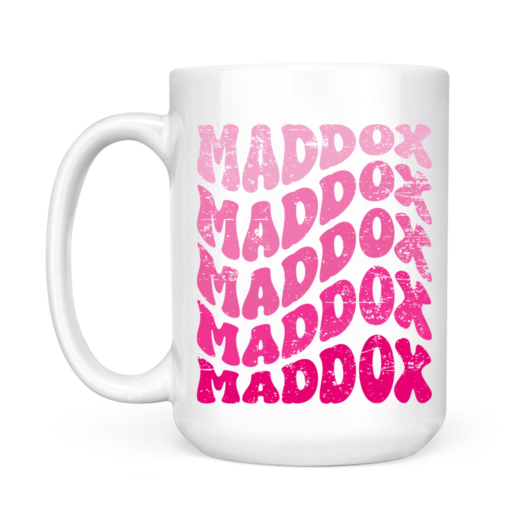Vintage Bubble Letter Maddox 70s Style Custom Name Mug