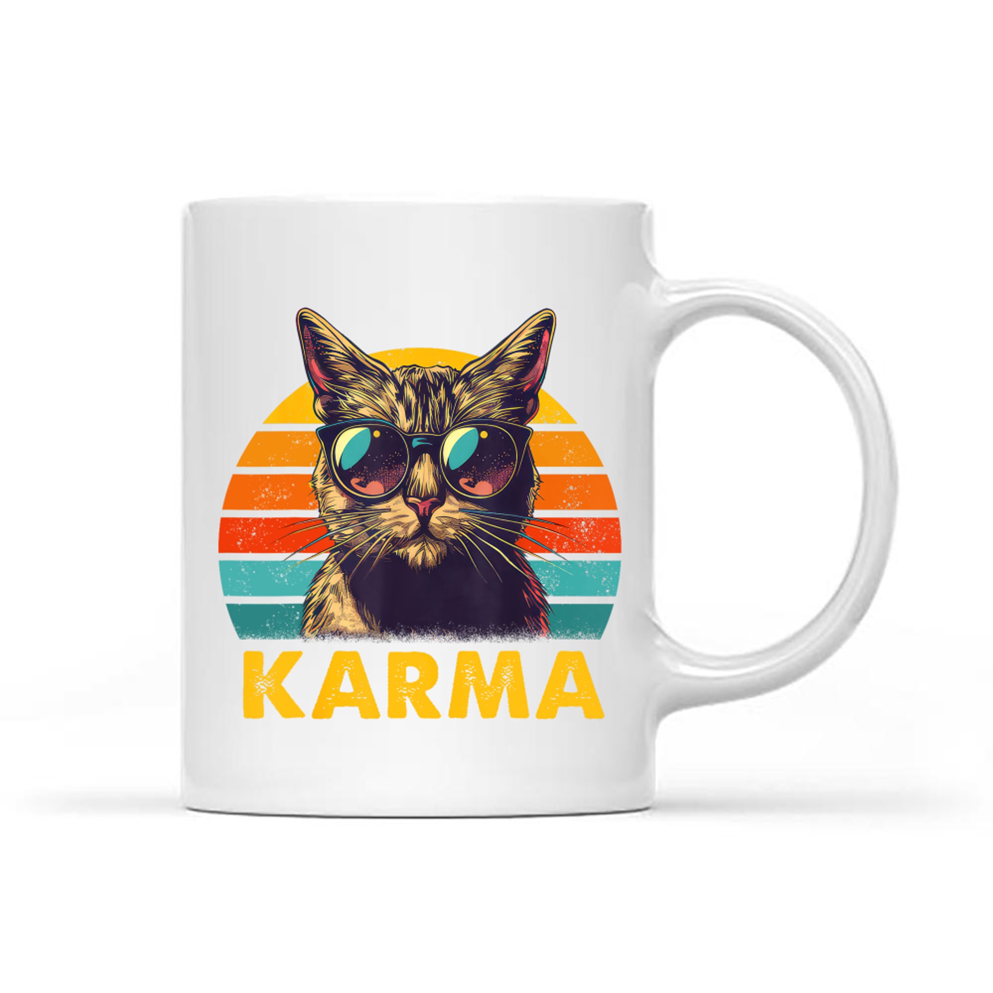 Vintage Karma Cat Sunglasses Retro Sunset Cool Animal Art Mug