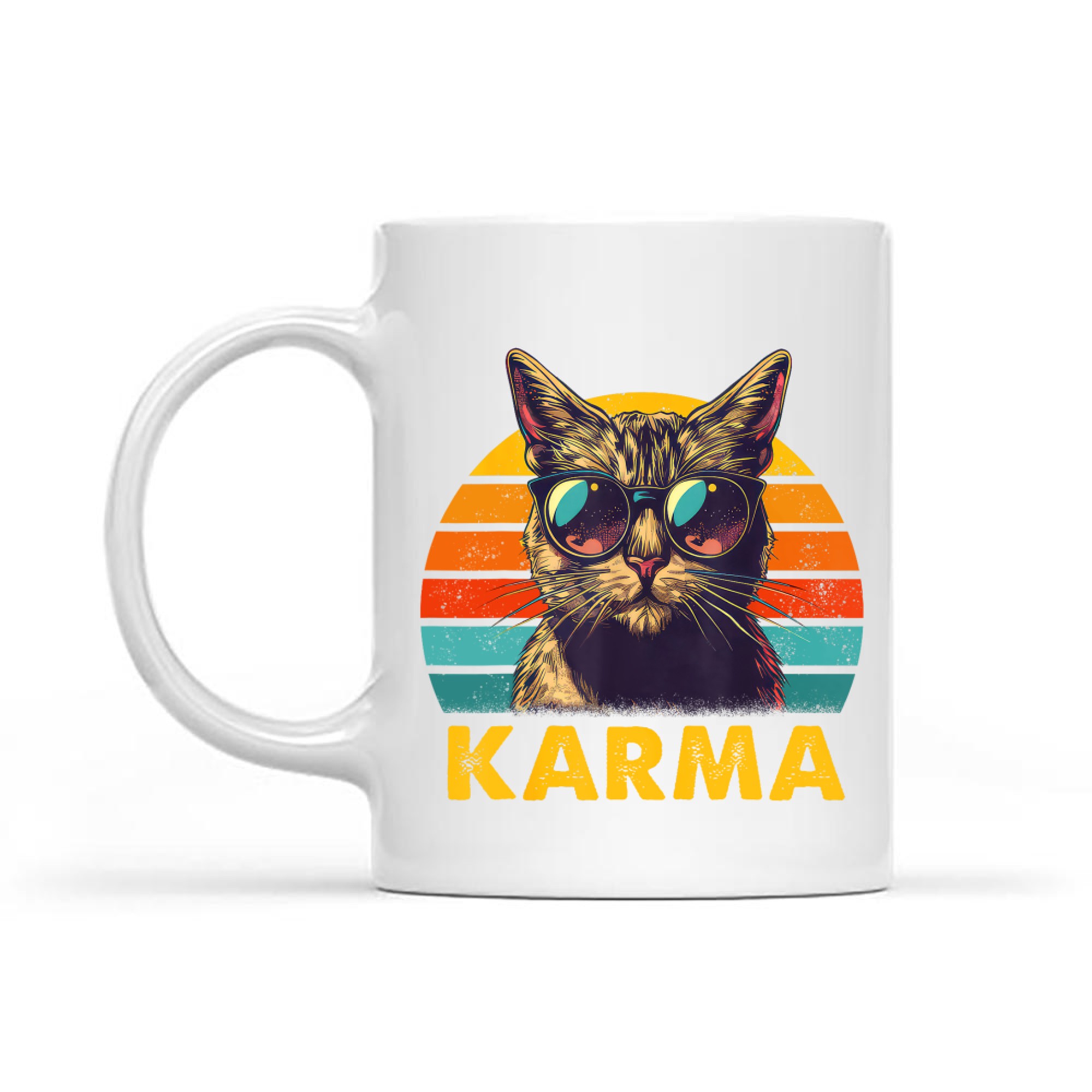 Vintage Karma Cat Sunglasses Retro Sunset Cool Animal Art Mug
