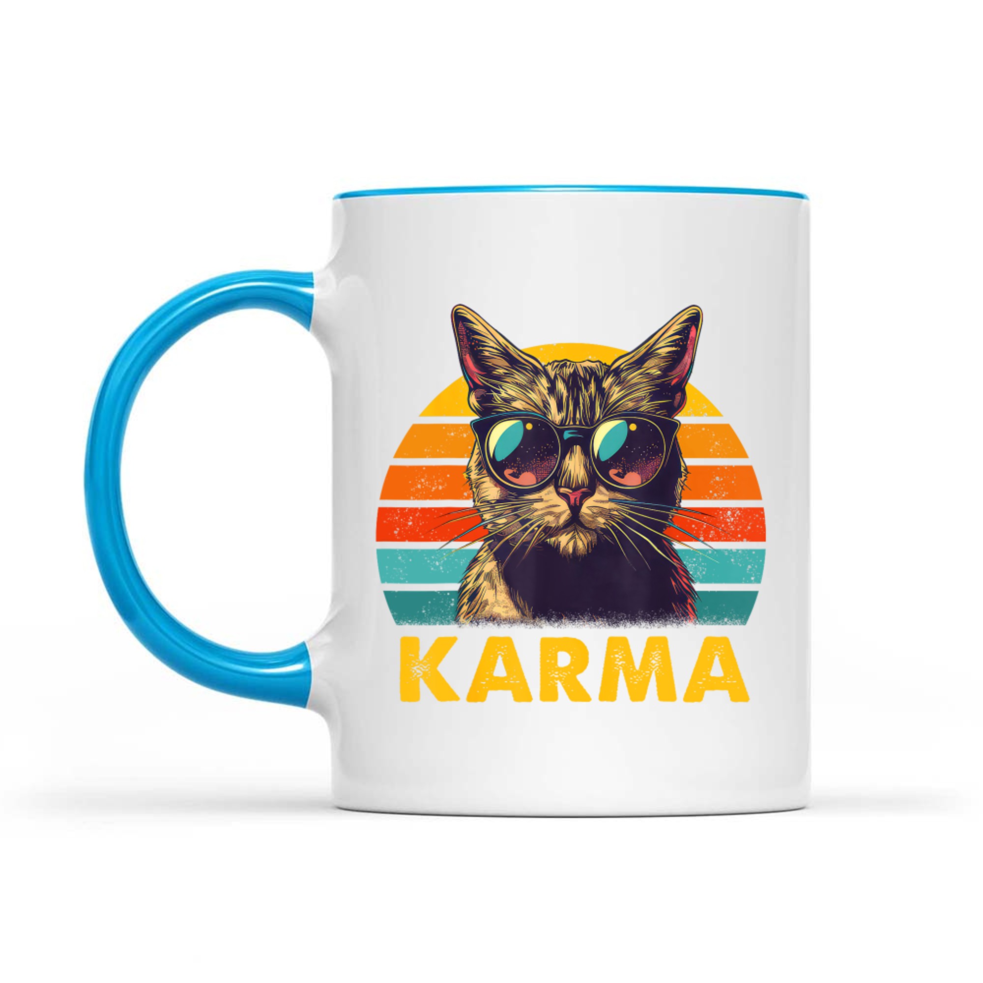 Vintage Karma Cat Sunglasses Retro Sunset Cool Animal Art Mug
