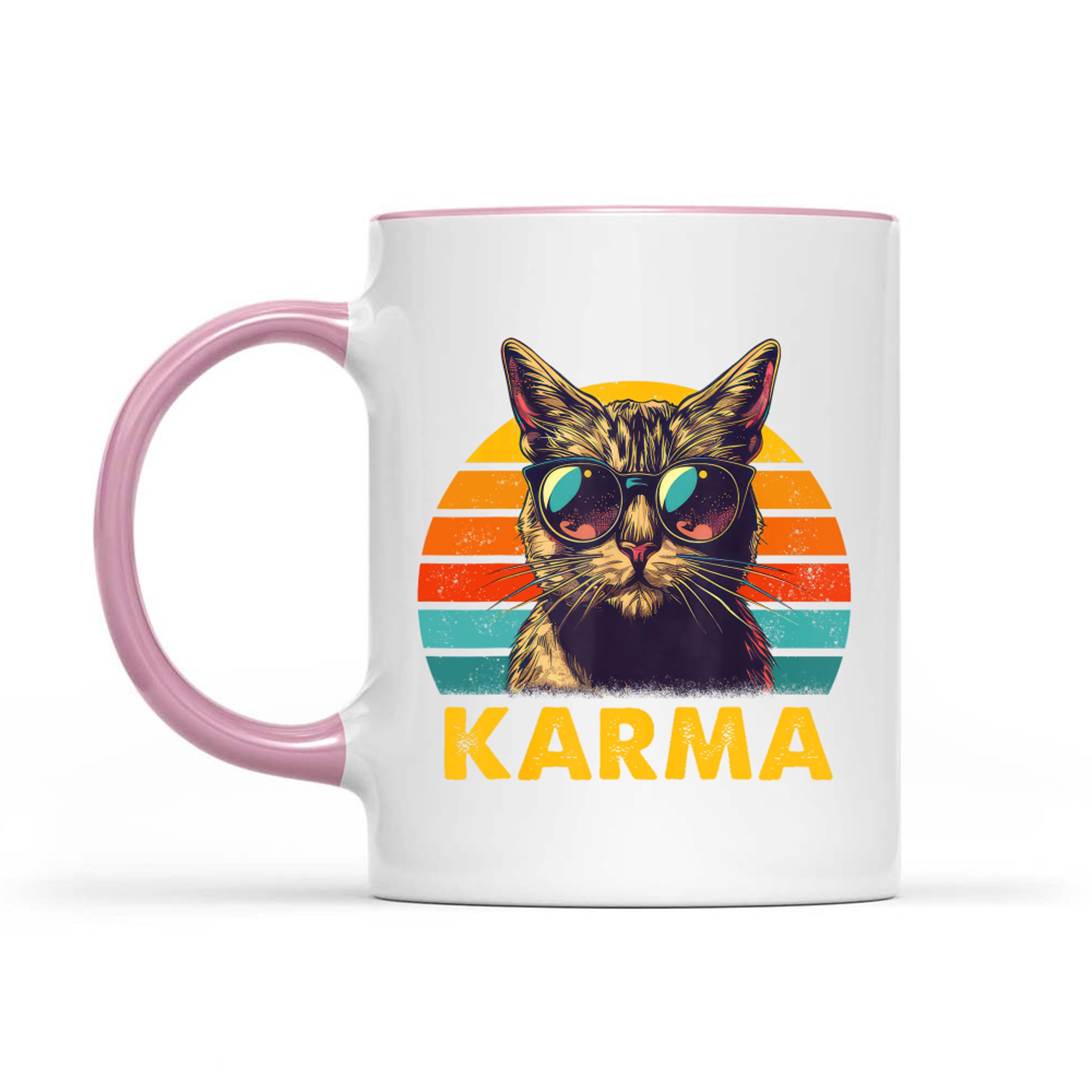 Vintage Karma Cat Sunglasses Retro Sunset Cool Animal Art Mug
