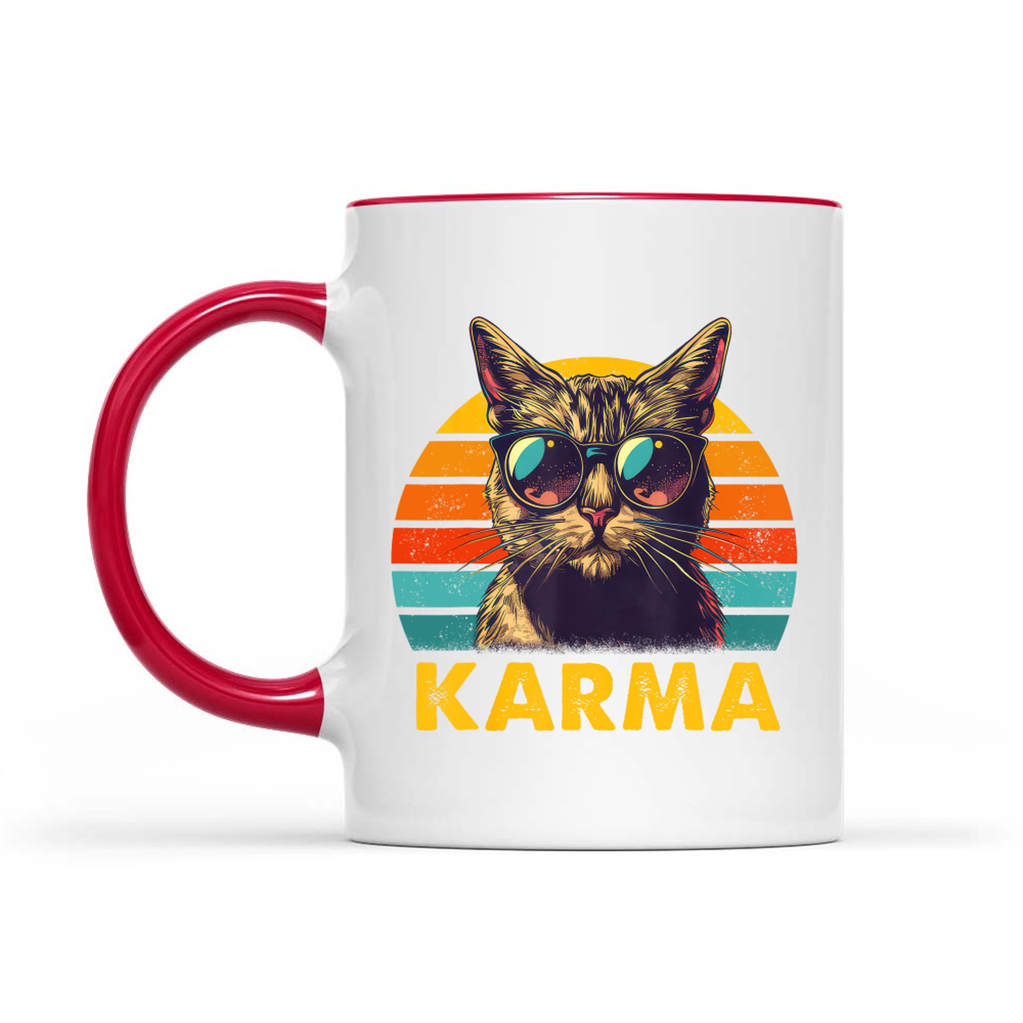 Vintage Karma Cat Sunglasses Retro Sunset Cool Animal Art Mug