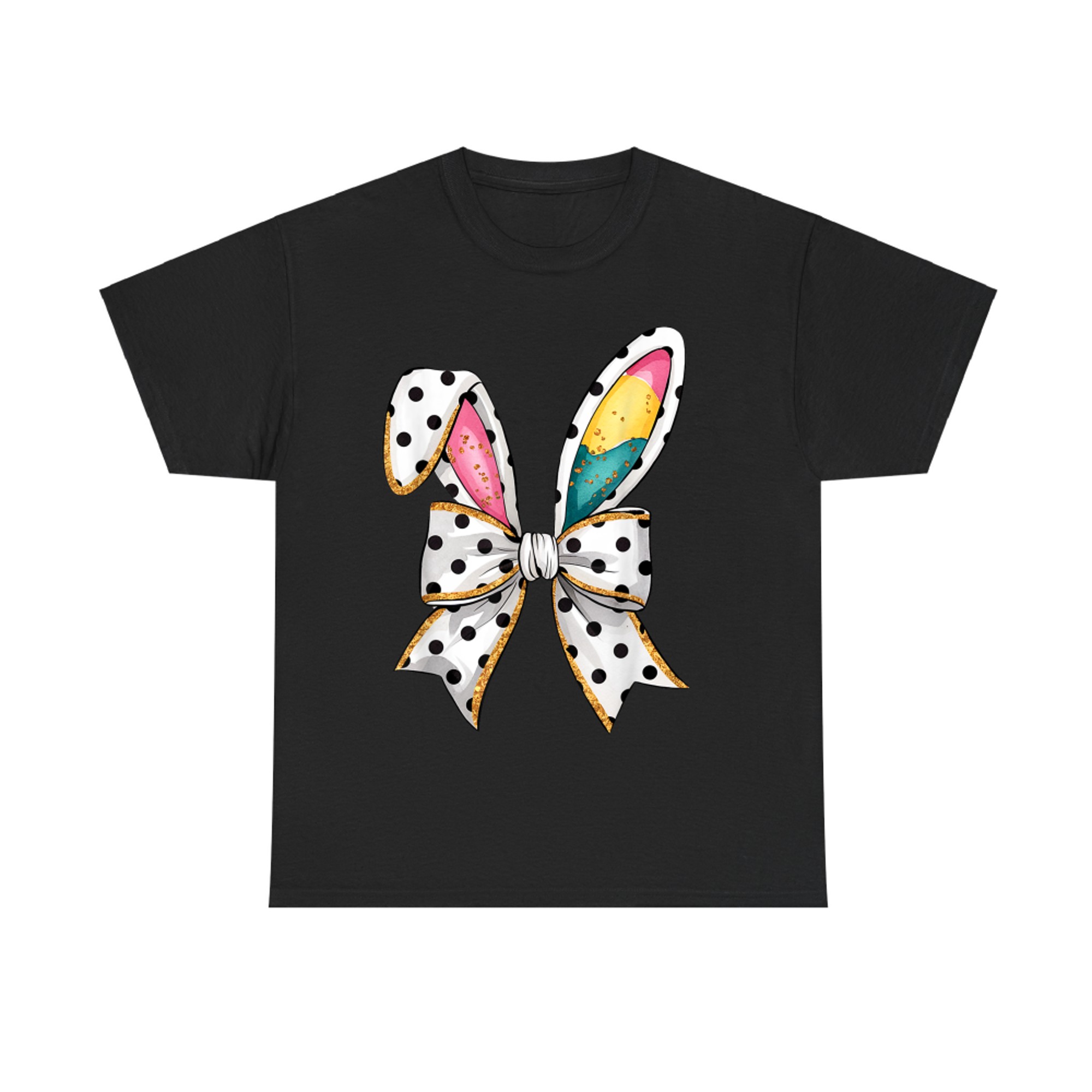 Whimsical Polka Dot Bow Ears Easter Sunday T-Shirt
