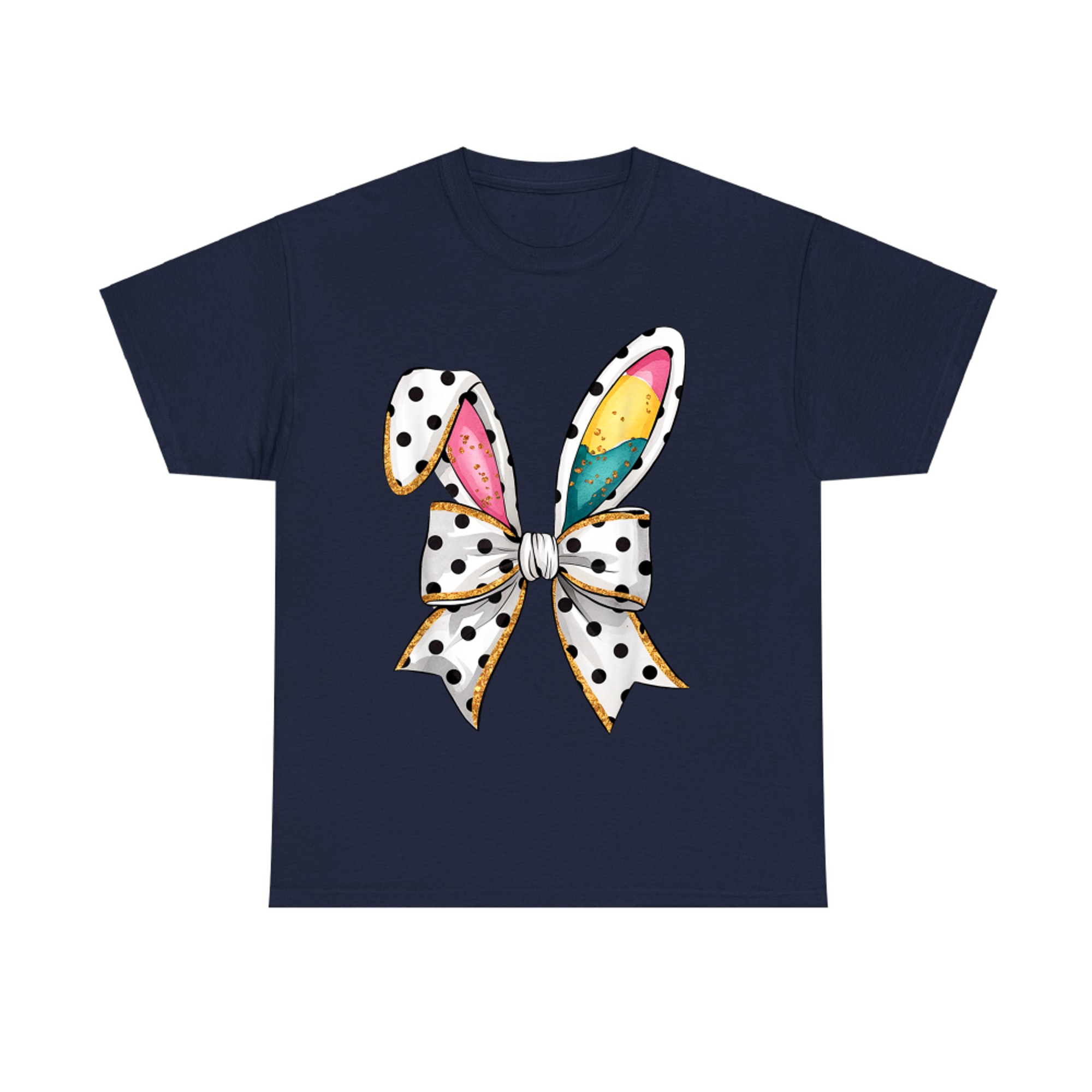 Whimsical Polka Dot Bow Ears Easter Sunday T-Shirt
