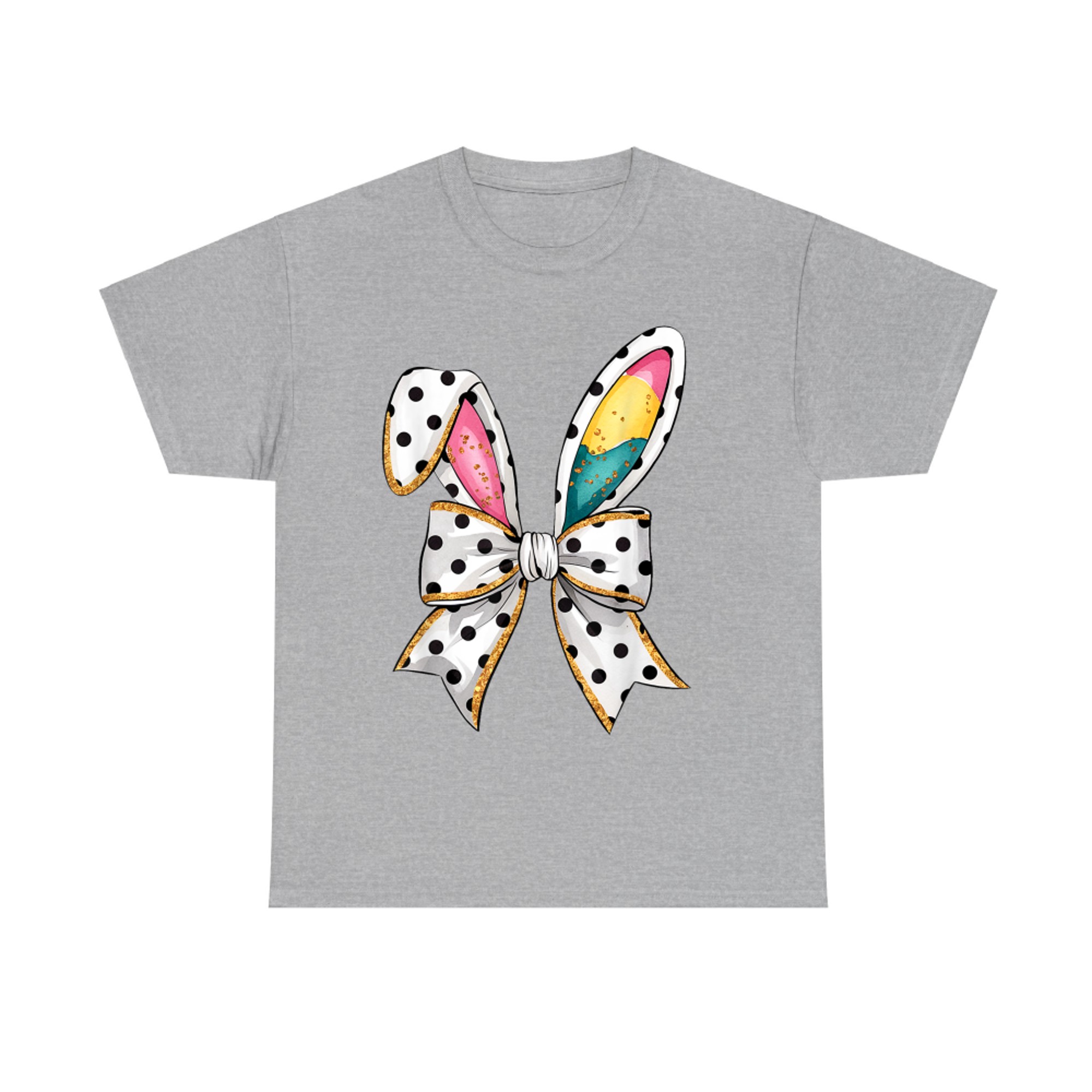 Whimsical Polka Dot Bow Ears Easter Sunday T-Shirt