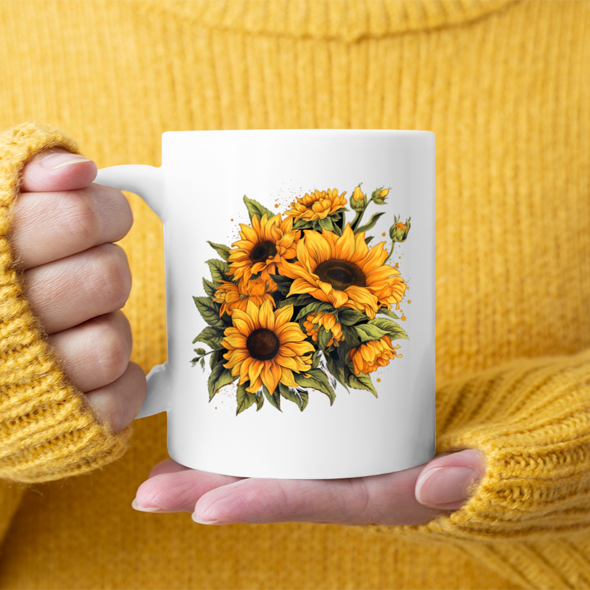 Yellow Sunflowers Cute Summer Flowers Floral Positivity Mug