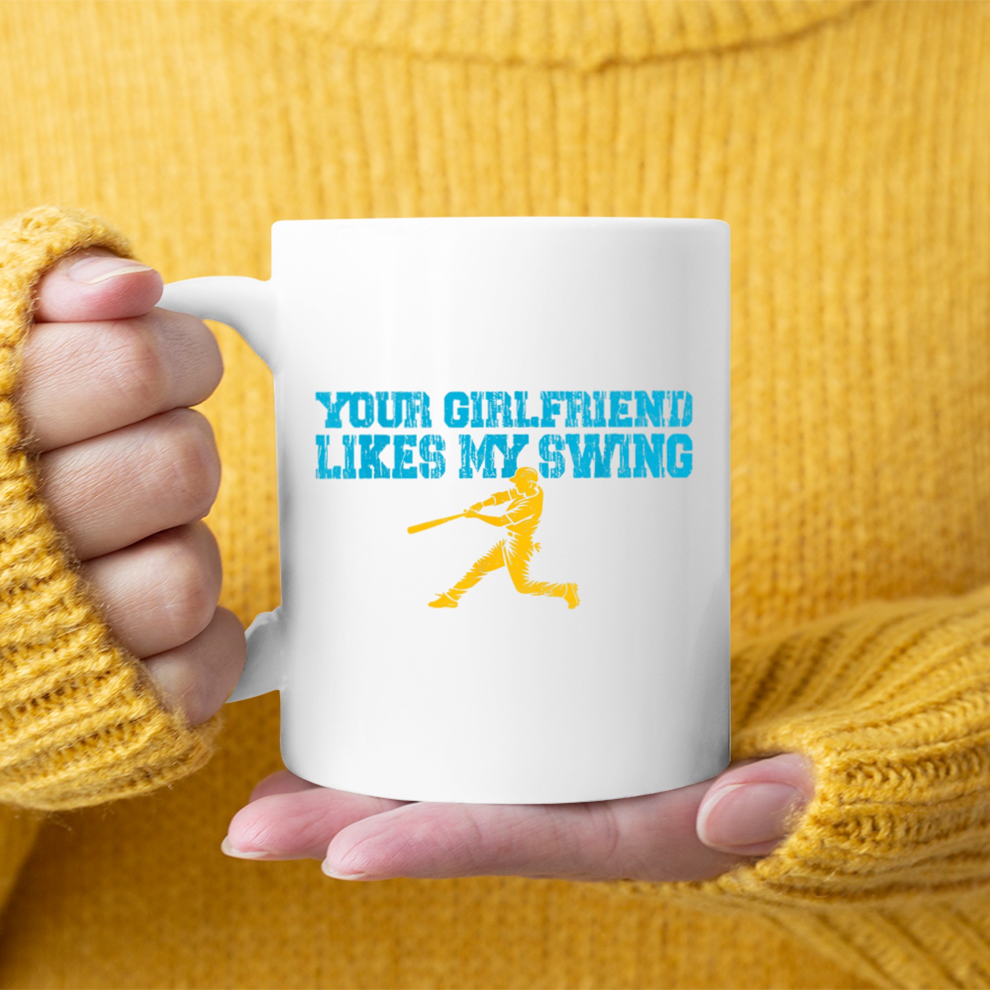 Your Girlfriend Likes My Swing Vintage Funny Baseball Mug