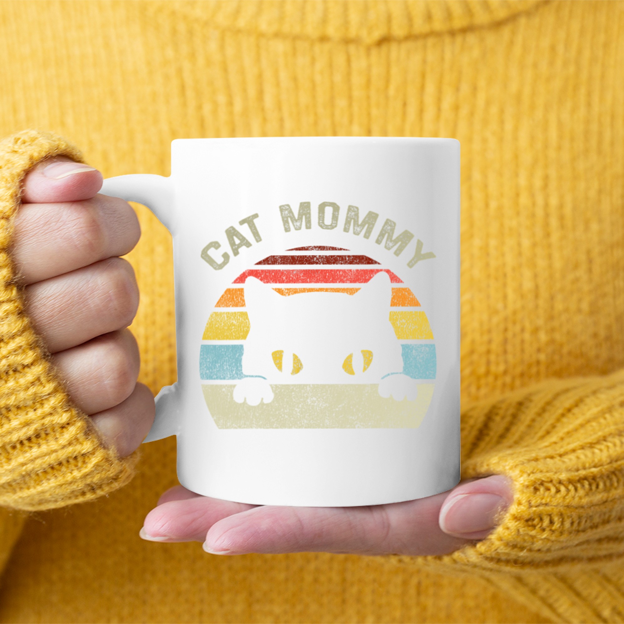 Cat Mommy Women Vintage Retro Black Cats Mom Mothers Day Mug
