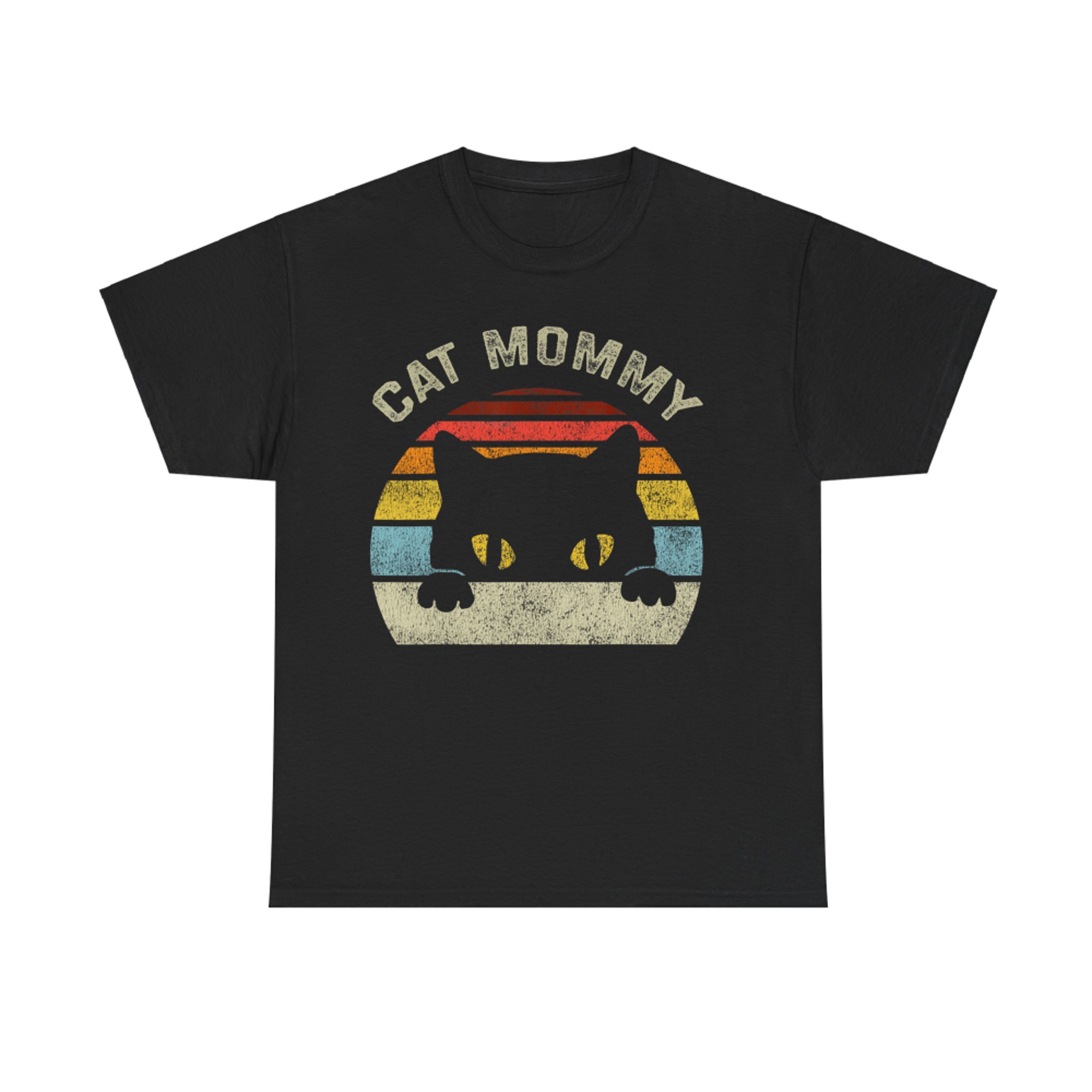 Cat Mommy Women Vintage Retro Black Cats Mom Mothers Day T-Shirt