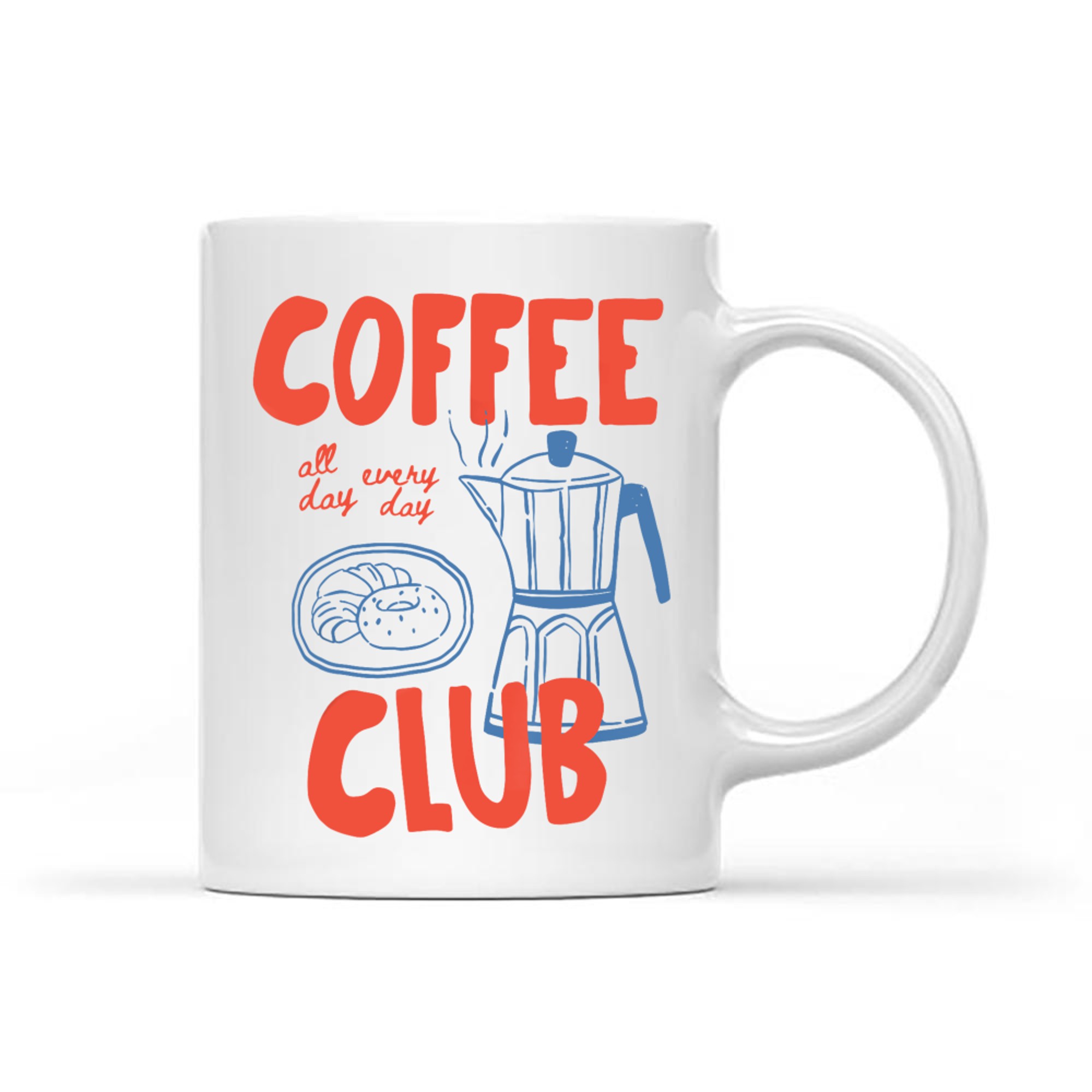 Coffee Club Donuts Moka Pot Retro Coffee Lover Graphic Mug