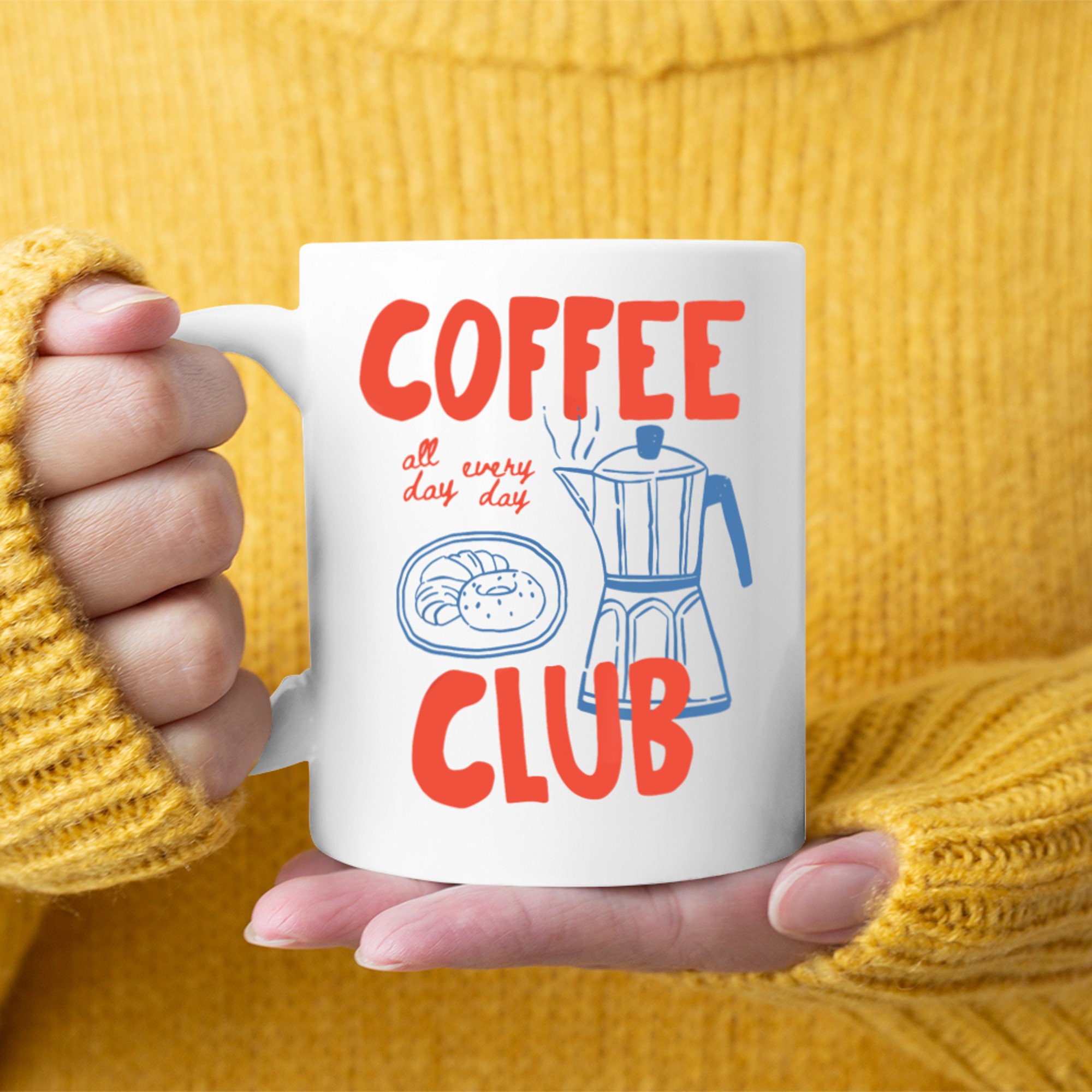 Coffee Club Donuts Moka Pot Retro Coffee Lover Graphic Mug