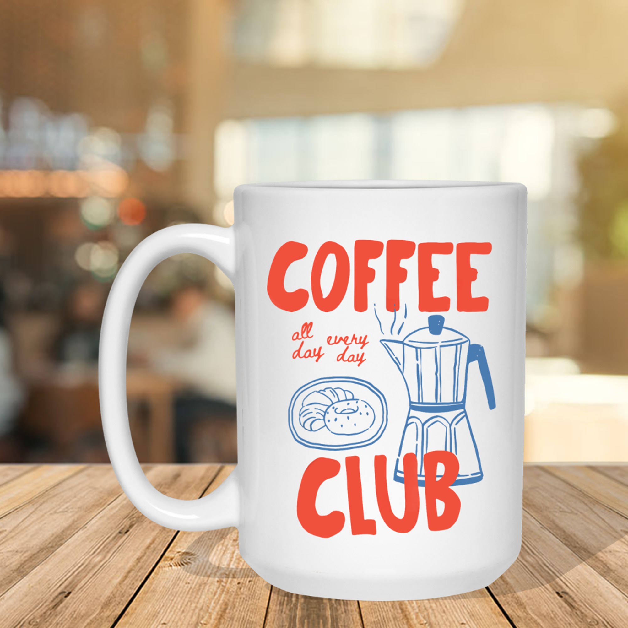 Coffee Club Donuts Moka Pot Retro Coffee Lover Graphic Mug