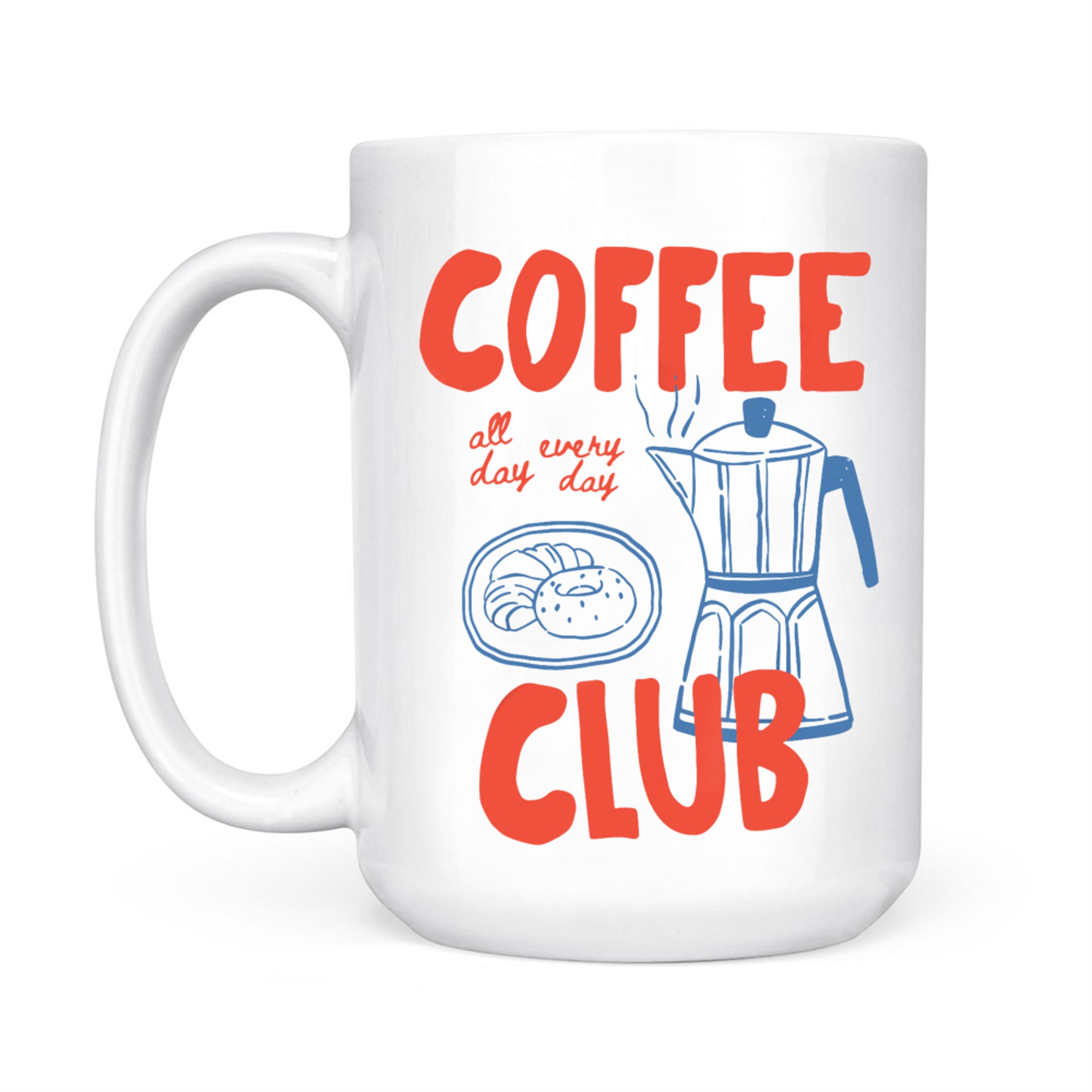 Coffee Club Donuts Moka Pot Retro Coffee Lover Graphic Mug