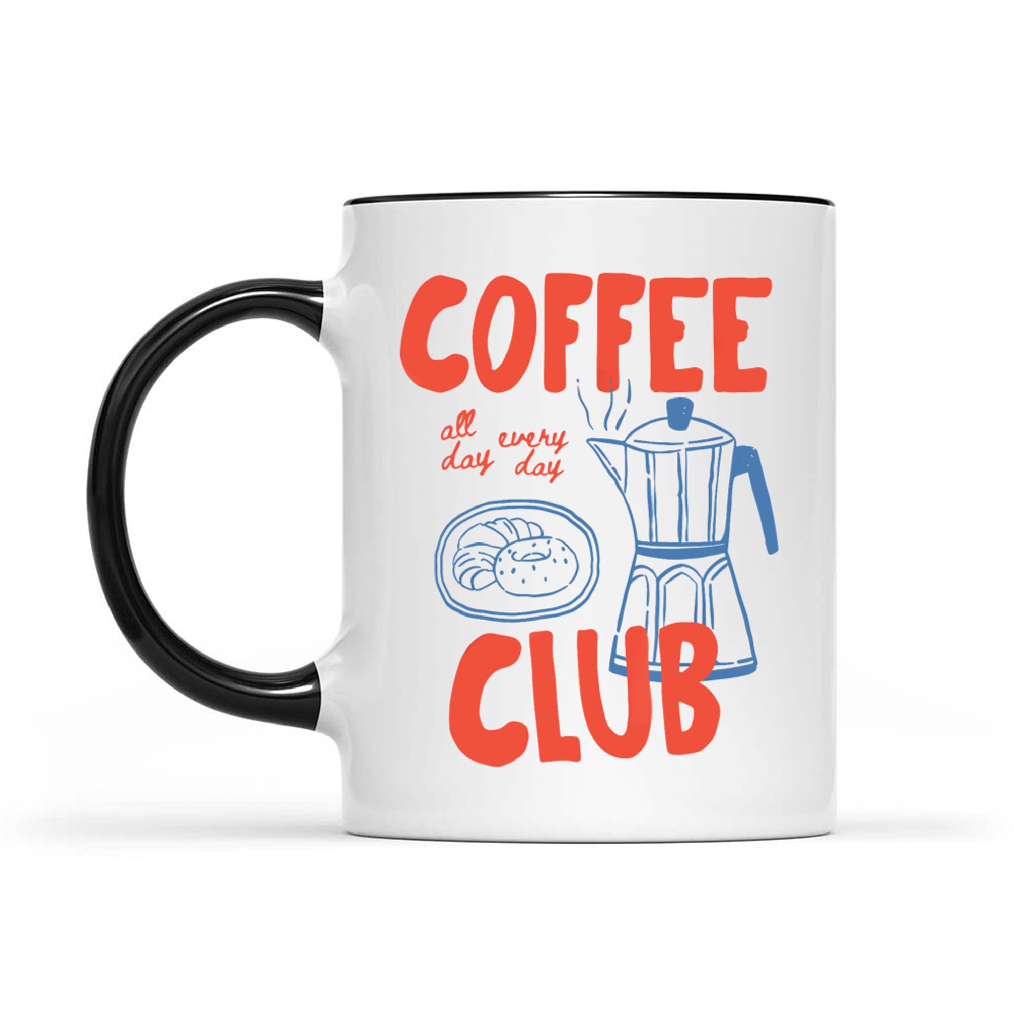 Coffee Club Donuts Moka Pot Retro Coffee Lover Graphic Mug