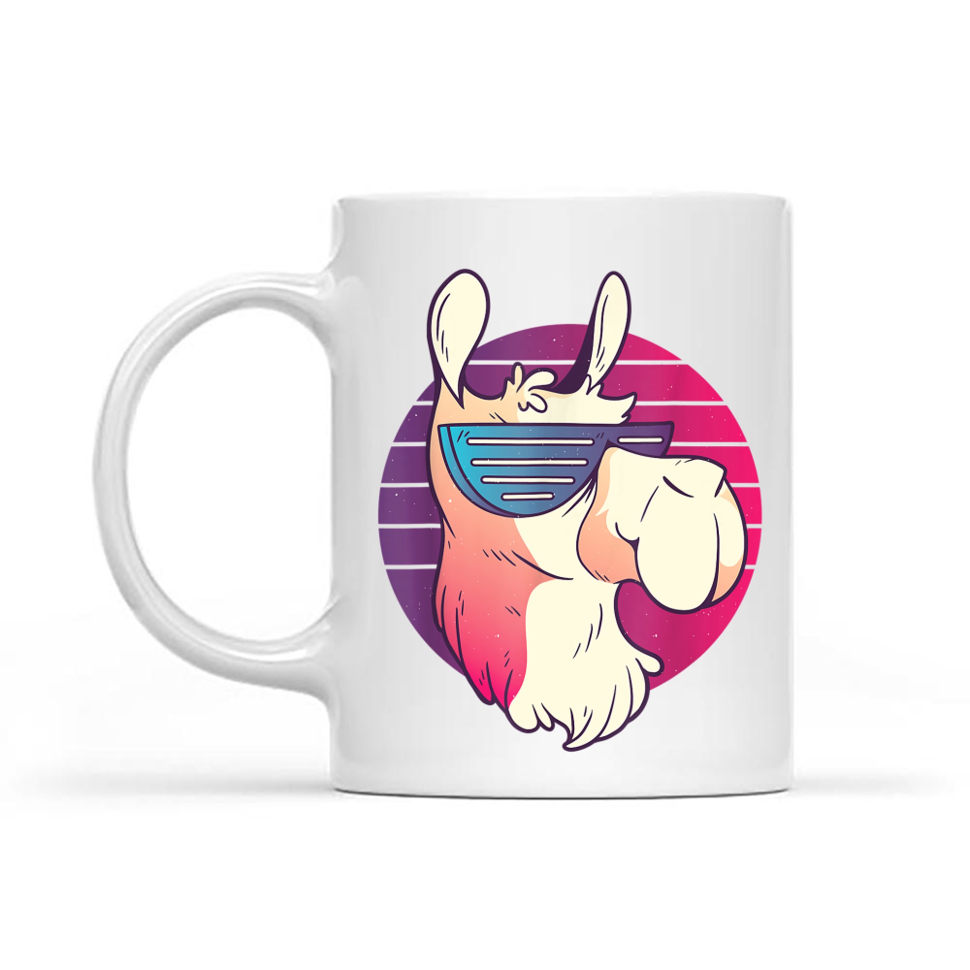 Cool Llama With Sunglasses 80s 90s Retro Nostalgia Mug