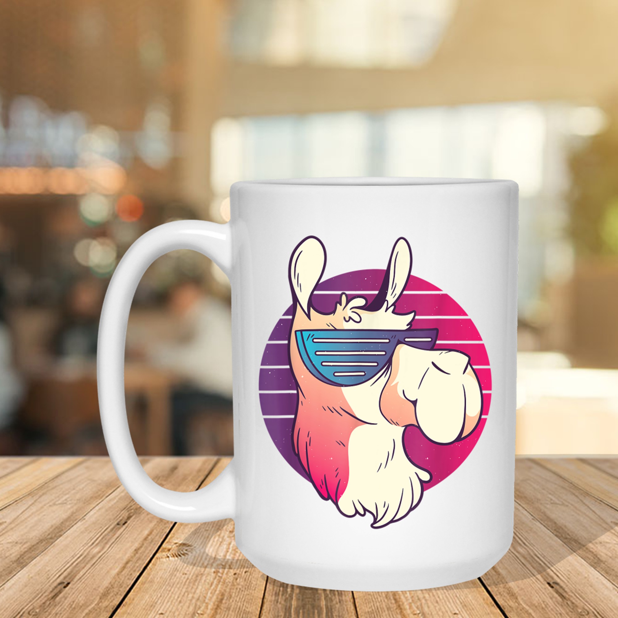 Cool Llama With Sunglasses 80s 90s Retro Nostalgia Mug