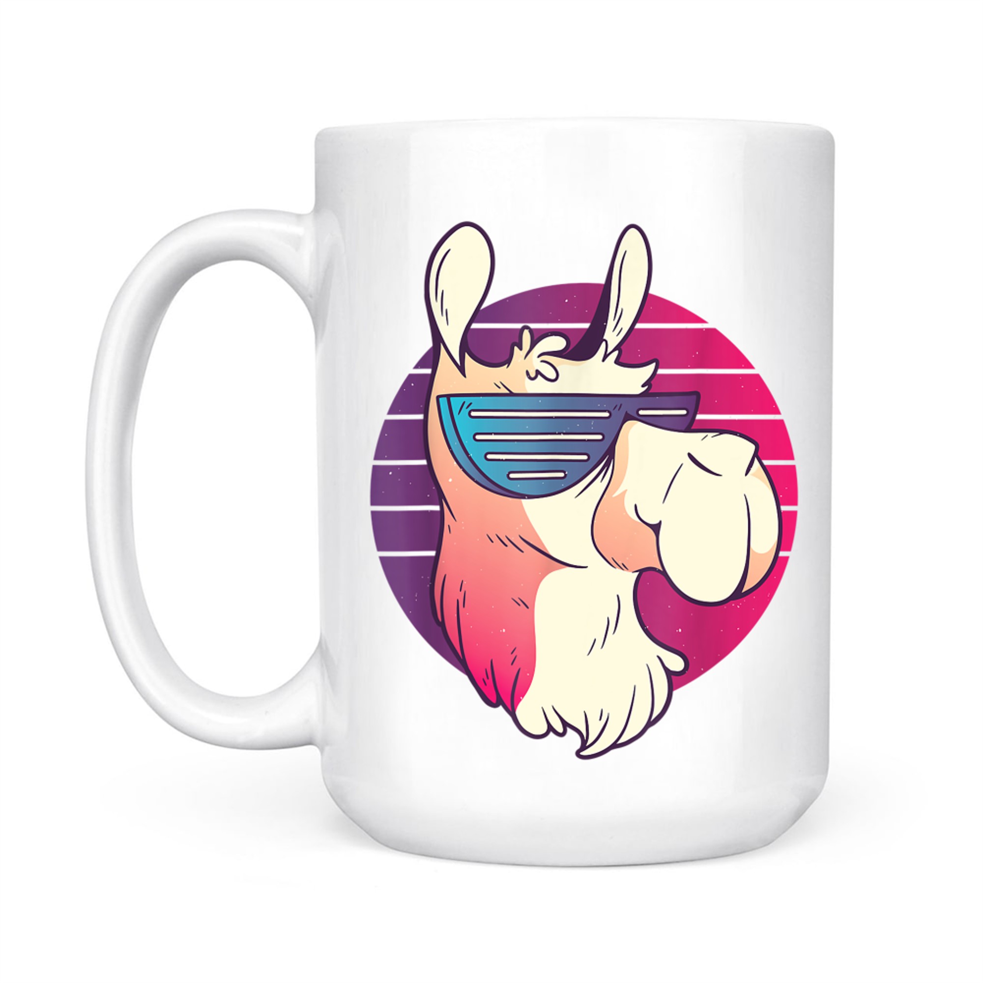 Cool Llama With Sunglasses 80s 90s Retro Nostalgia Mug