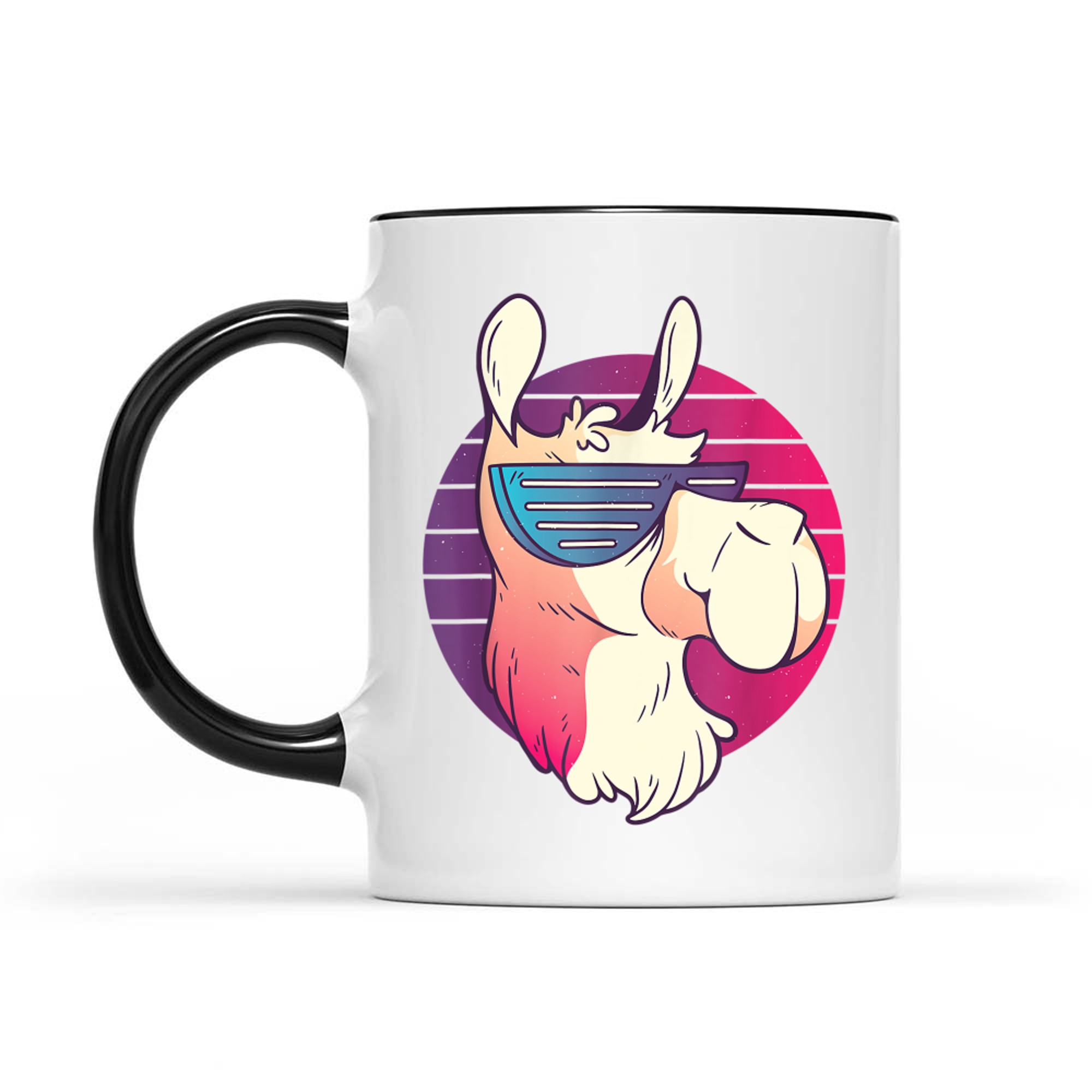 Cool Llama With Sunglasses 80s 90s Retro Nostalgia Mug