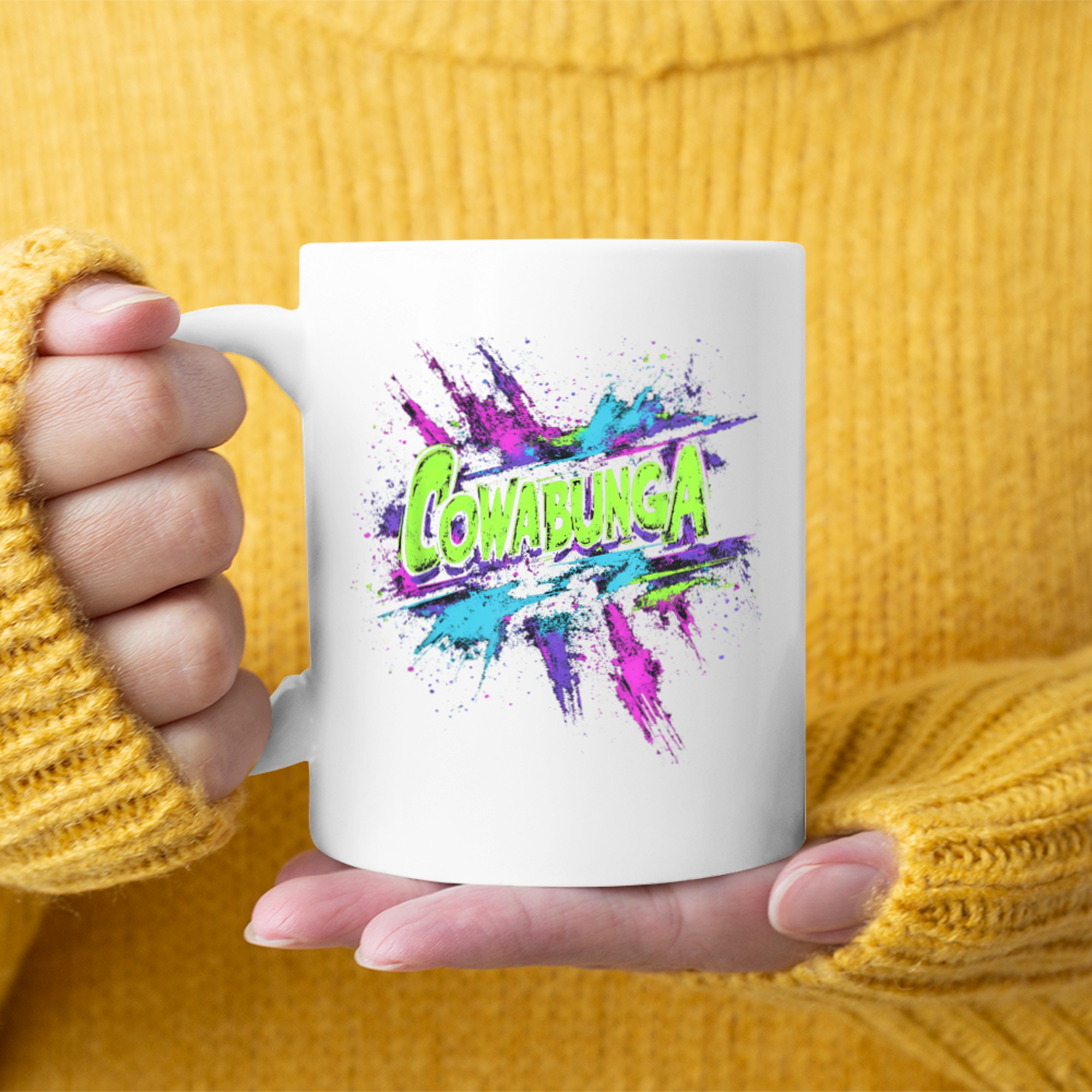Cowabunga Retro 80s 90s Nostalgia Slang Grunge Art Mug