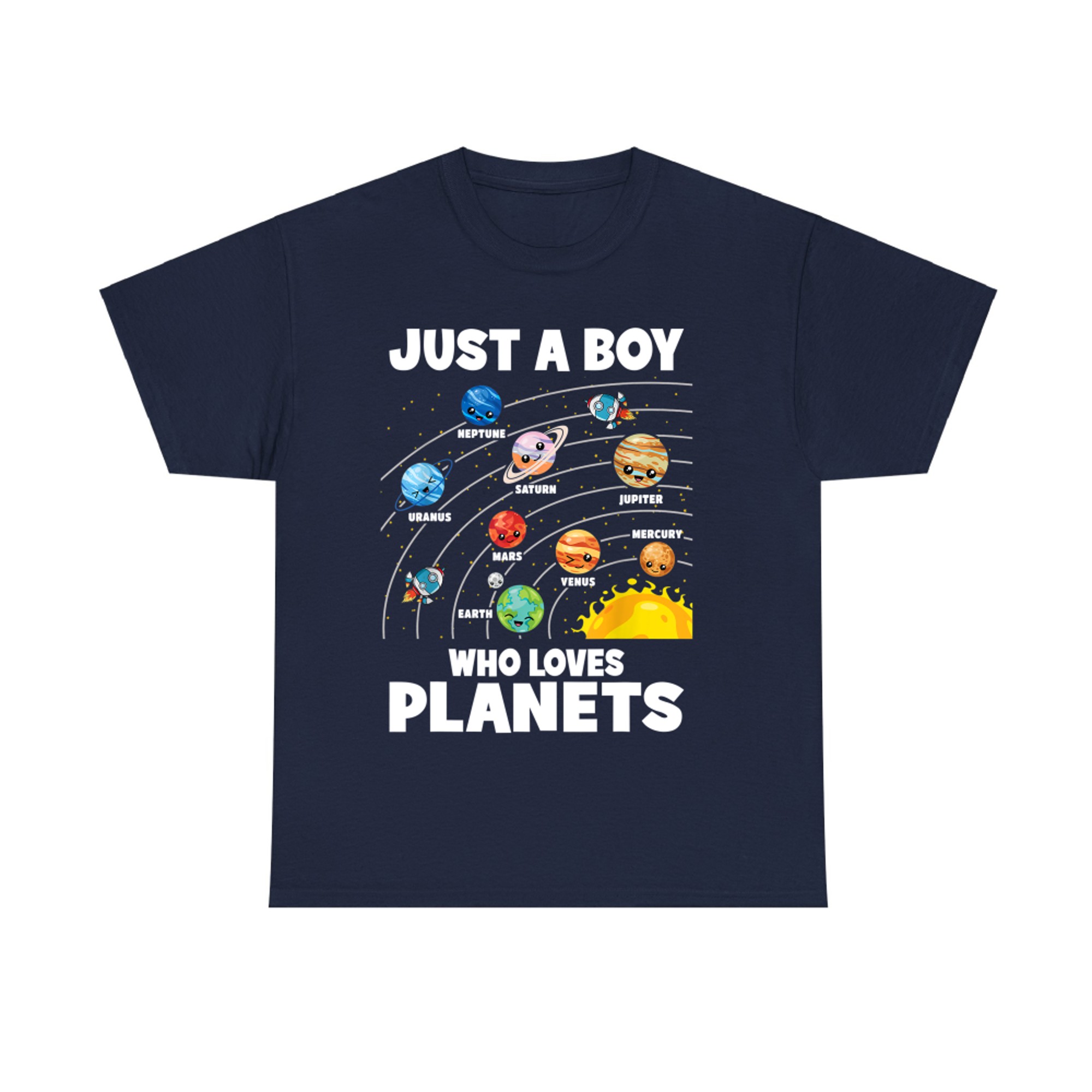 Cute Kawaii Solar System Planets Sun Space Lover Boy Design T-Shirt