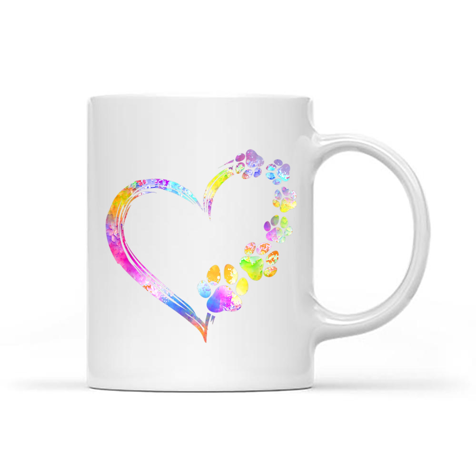 Dog Mom Dad Puppy Love Dogs Paw Print Heart Tie Dye Design Mug