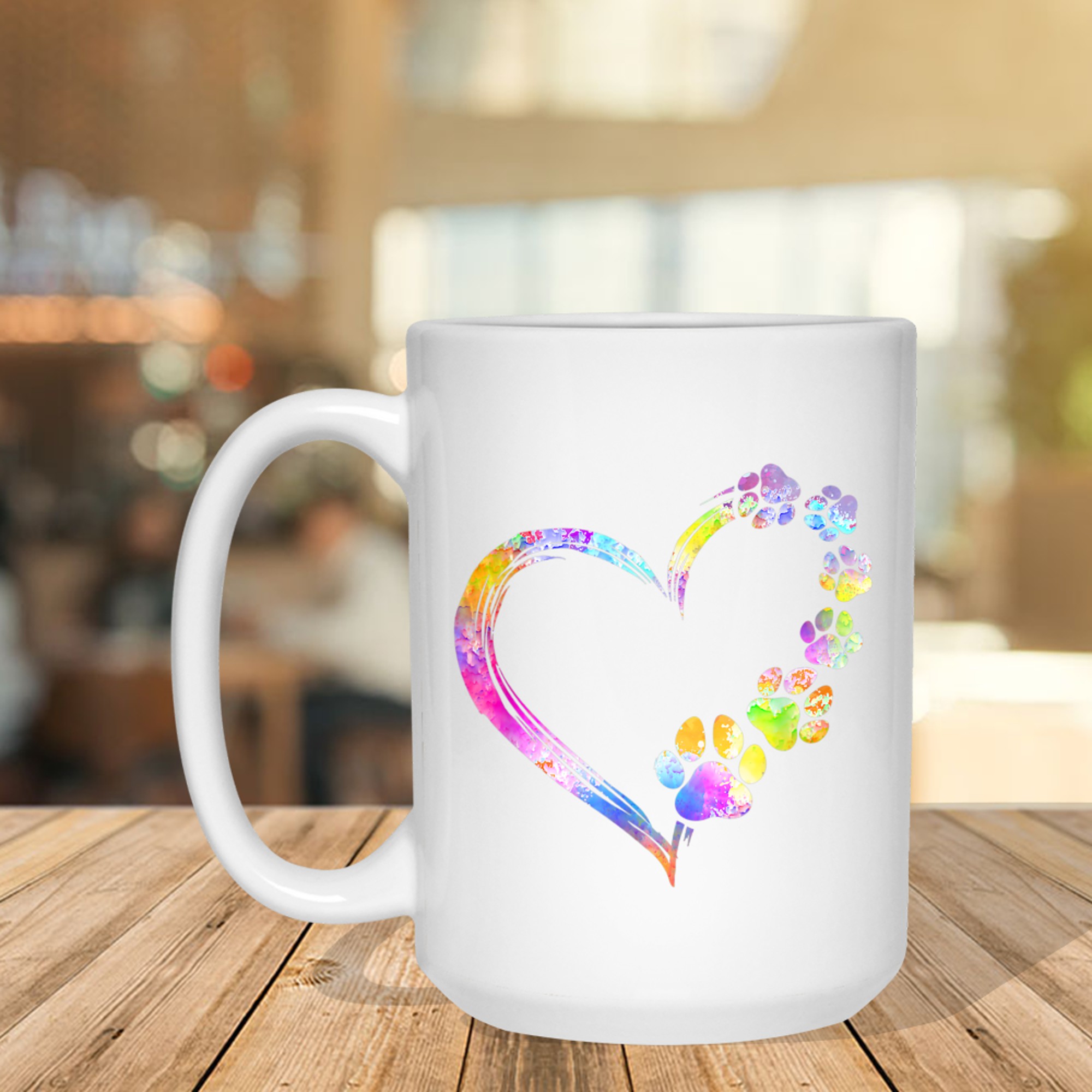 Dog Mom Dad Puppy Love Dogs Paw Print Heart Tie Dye Design Mug