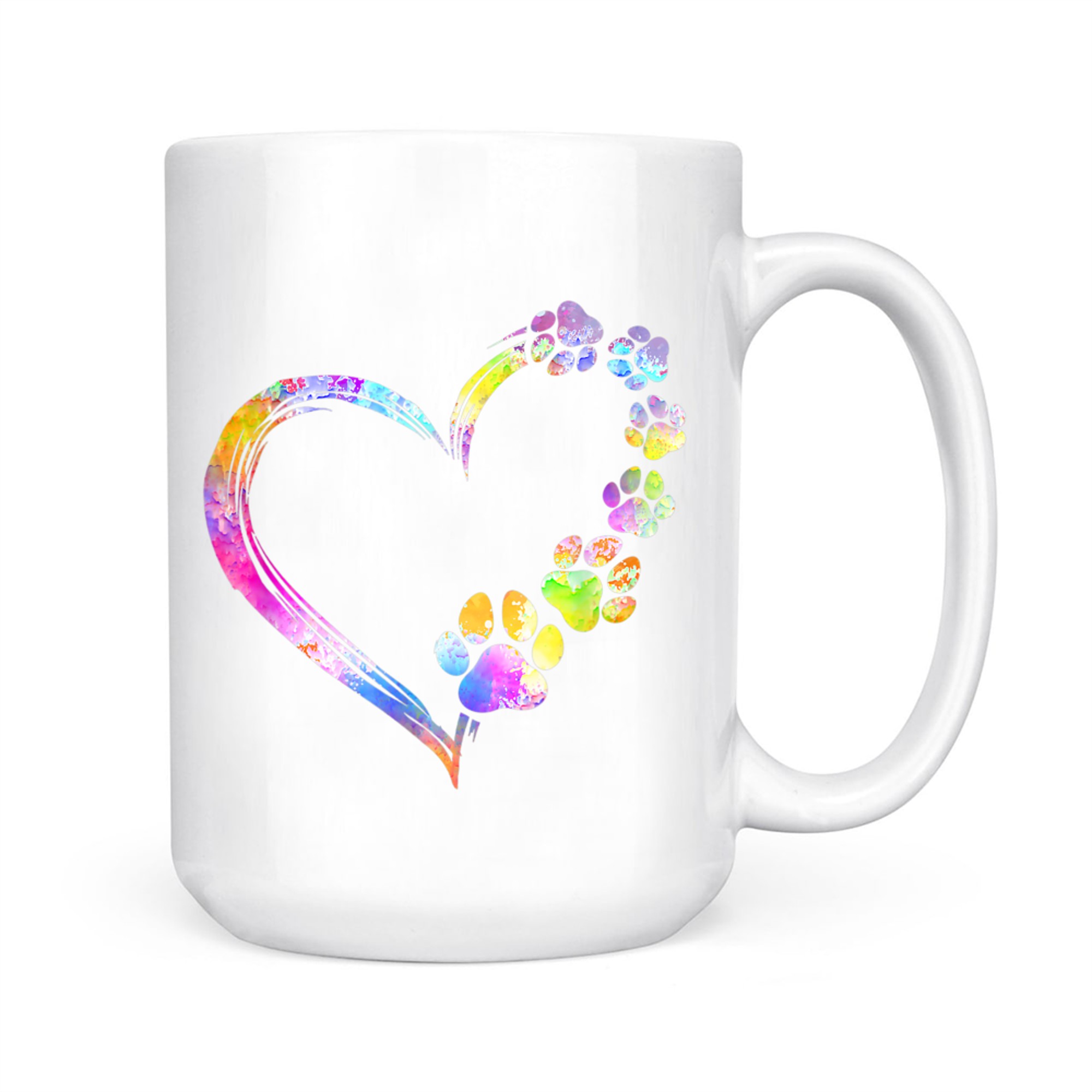 Dog Mom Dad Puppy Love Dogs Paw Print Heart Tie Dye Design Mug