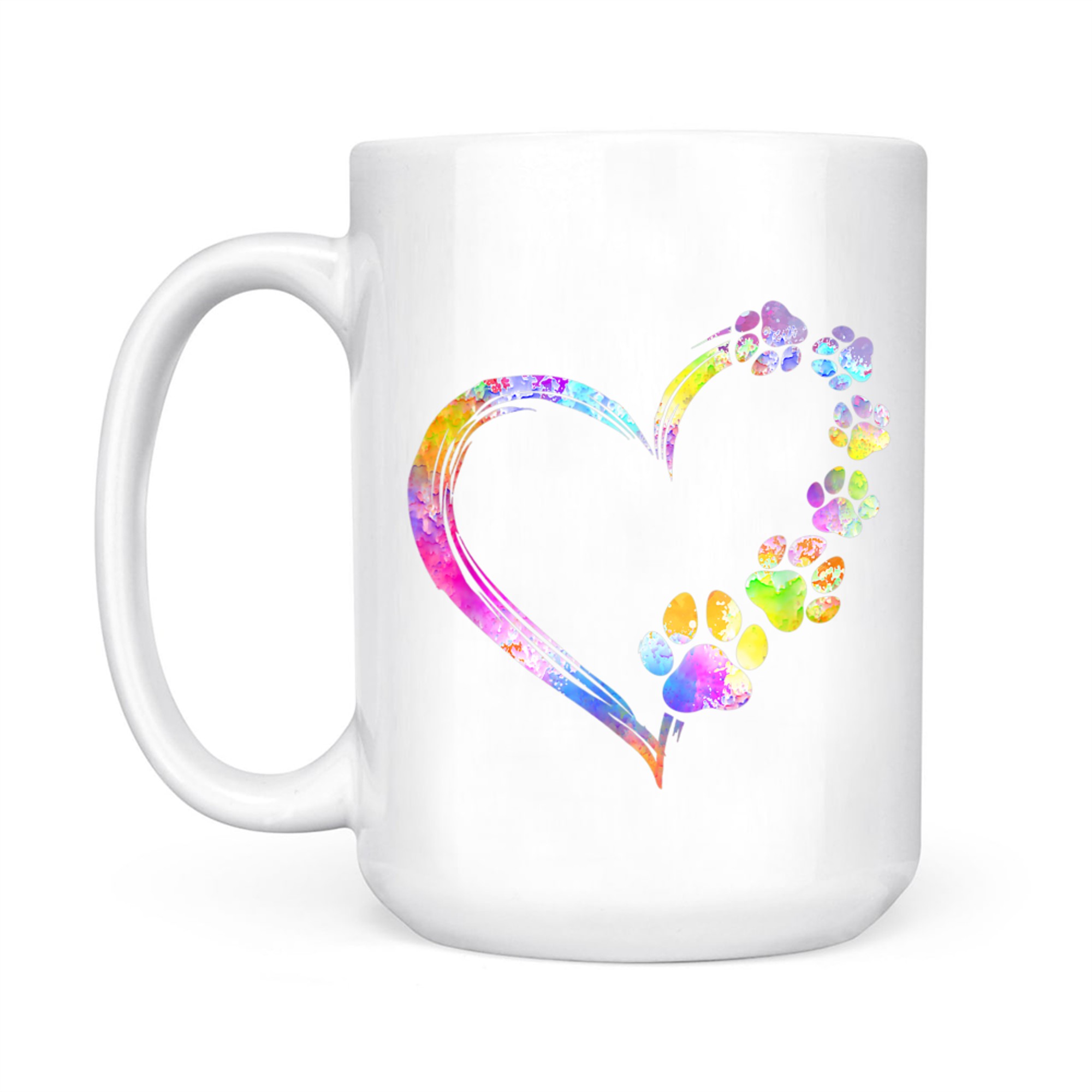 Dog Mom Dad Puppy Love Dogs Paw Print Heart Tie Dye Design Mug