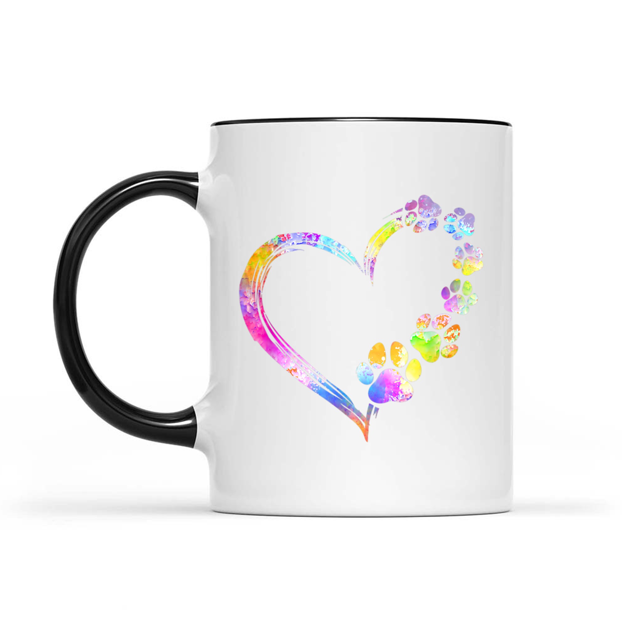 Dog Mom Dad Puppy Love Dogs Paw Print Heart Tie Dye Design Mug