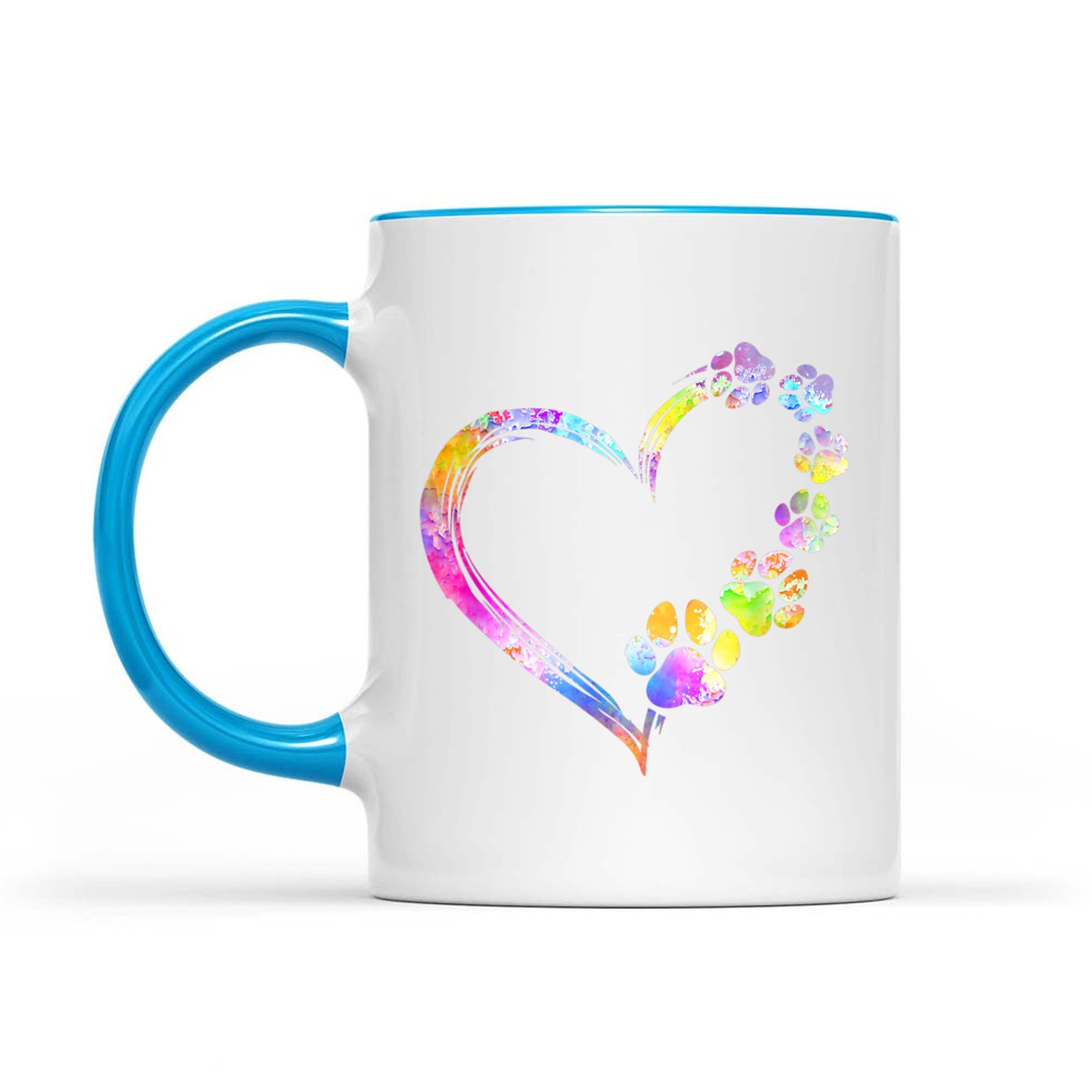 Dog Mom Dad Puppy Love Dogs Paw Print Heart Tie Dye Design Mug