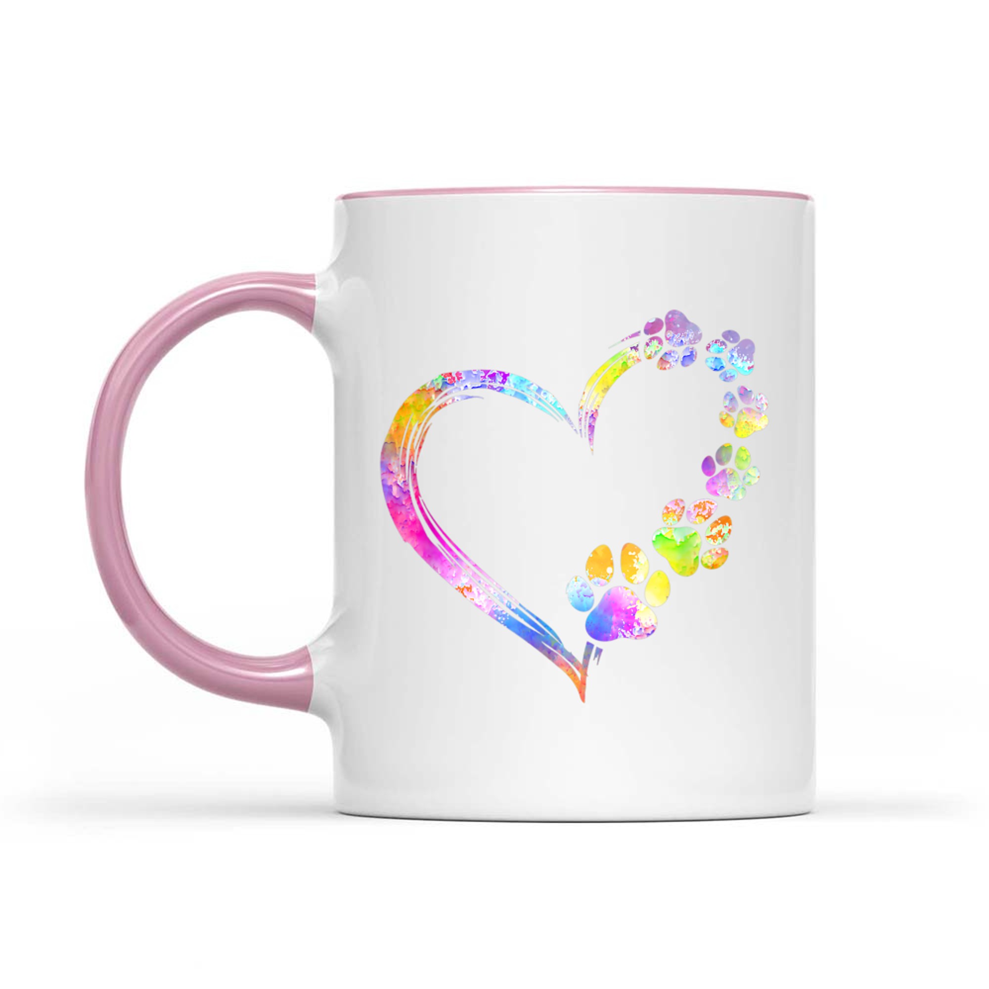 Dog Mom Dad Puppy Love Dogs Paw Print Heart Tie Dye Design Mug