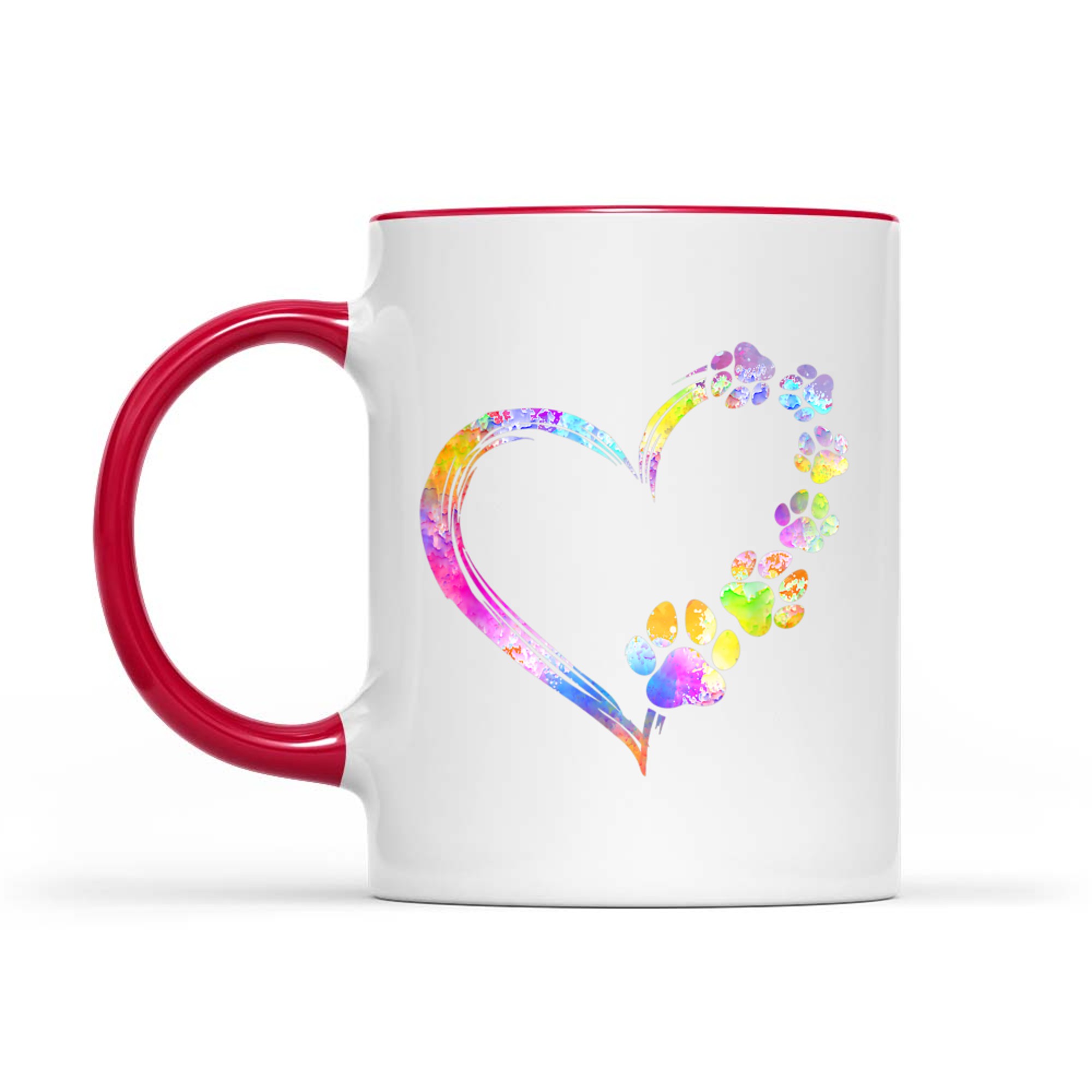 Dog Mom Dad Puppy Love Dogs Paw Print Heart Tie Dye Design Mug