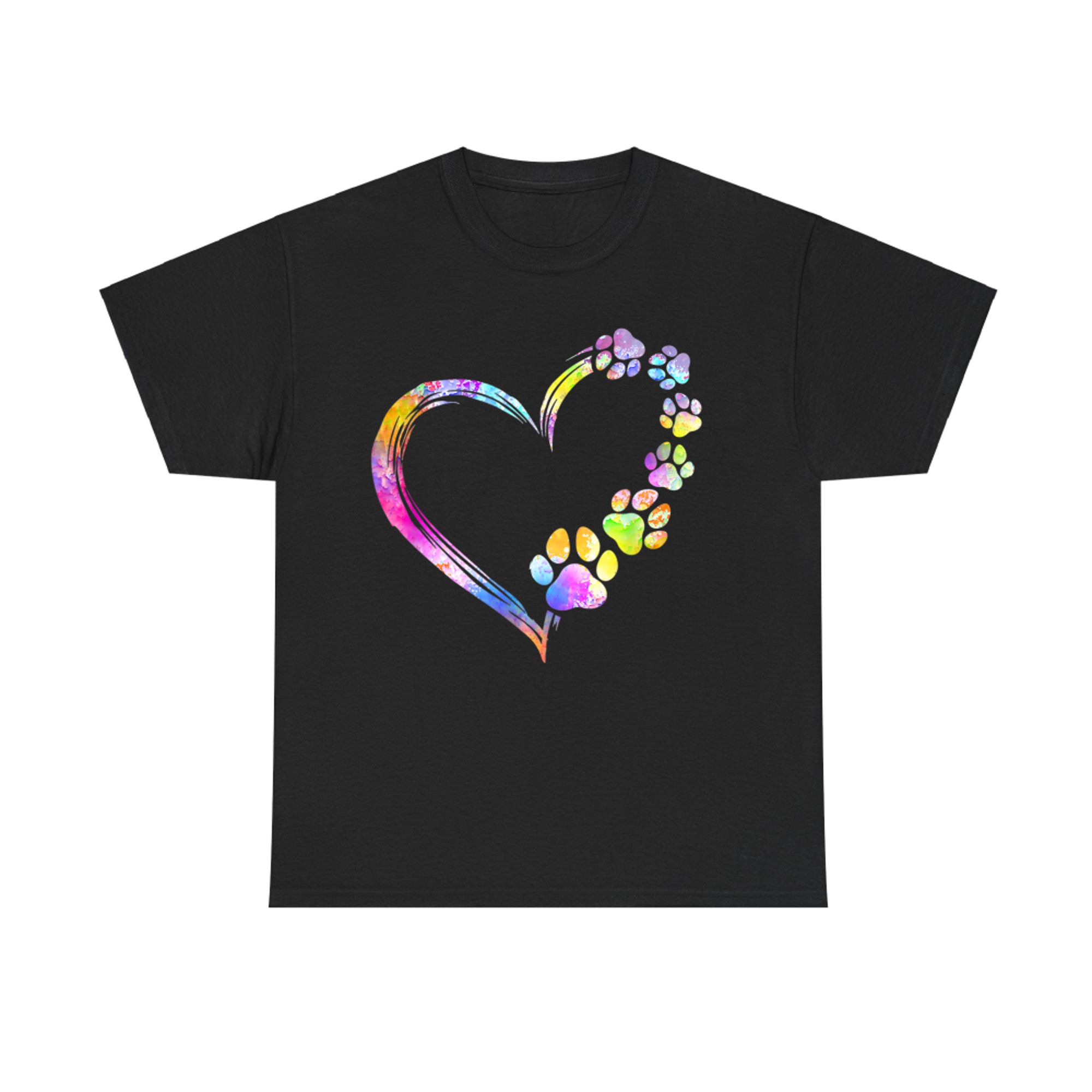 Dog Mom Dad Puppy Love Dogs Paw Print Heart Tie Dye Design T-Shirt