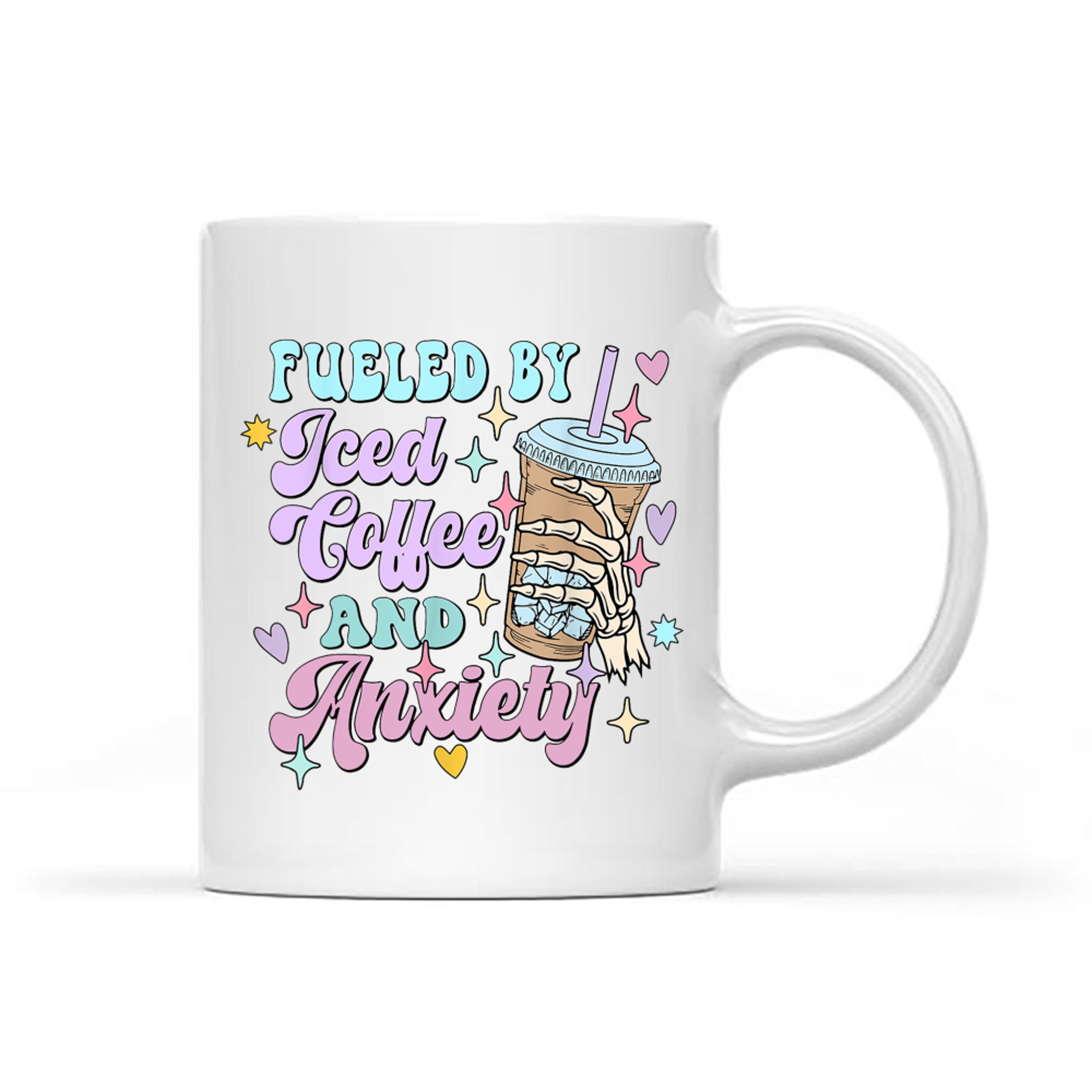 Fueled by Iced Coffee and Anxiety Funny Coffee Lover Mug