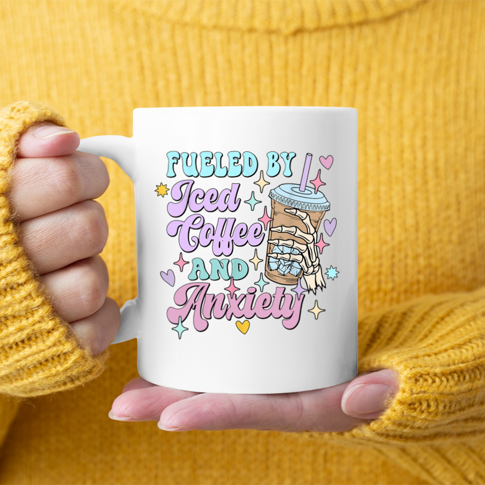 Fueled by Iced Coffee and Anxiety Funny Coffee Lover Mug