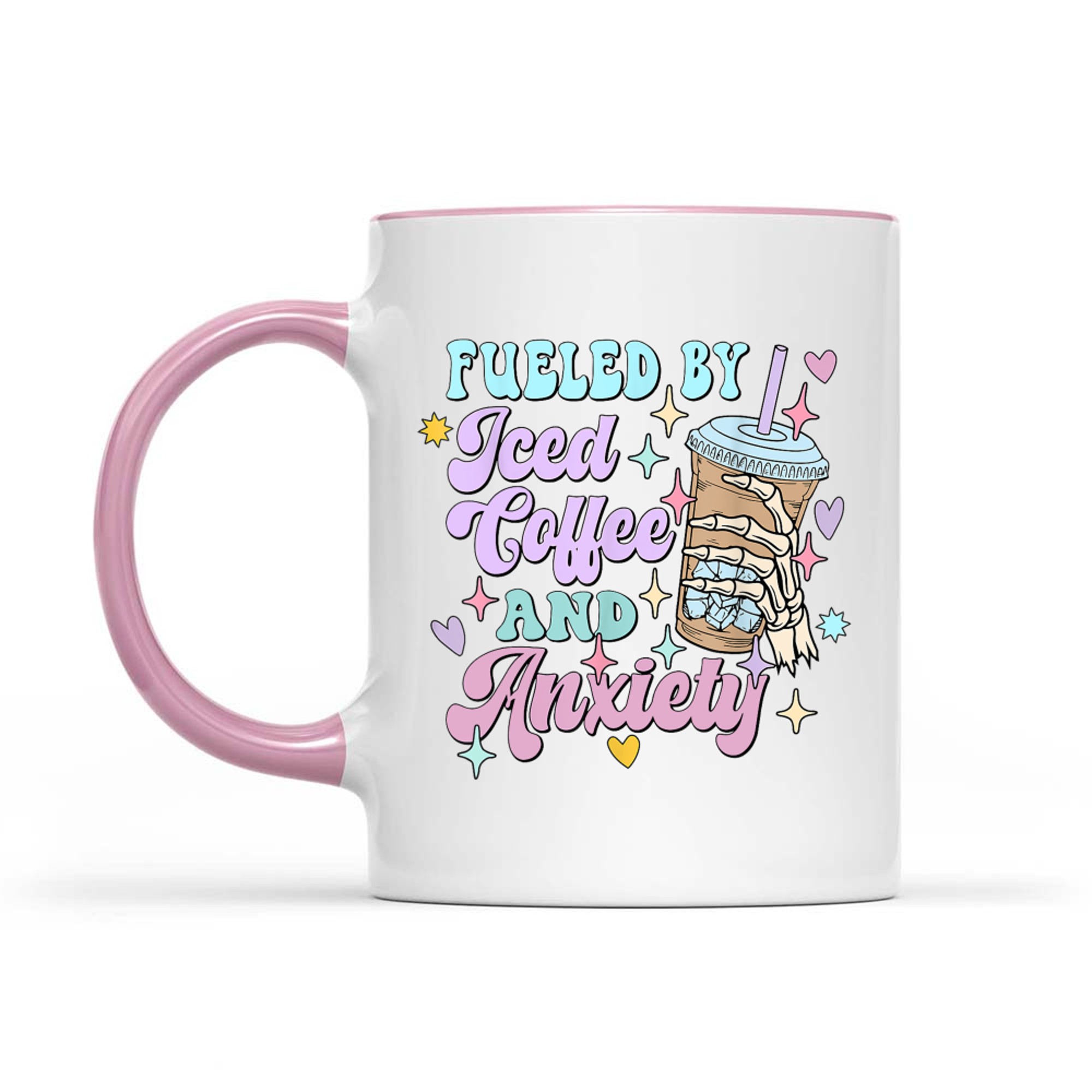 Fueled by Iced Coffee and Anxiety Funny Coffee Lover Mug