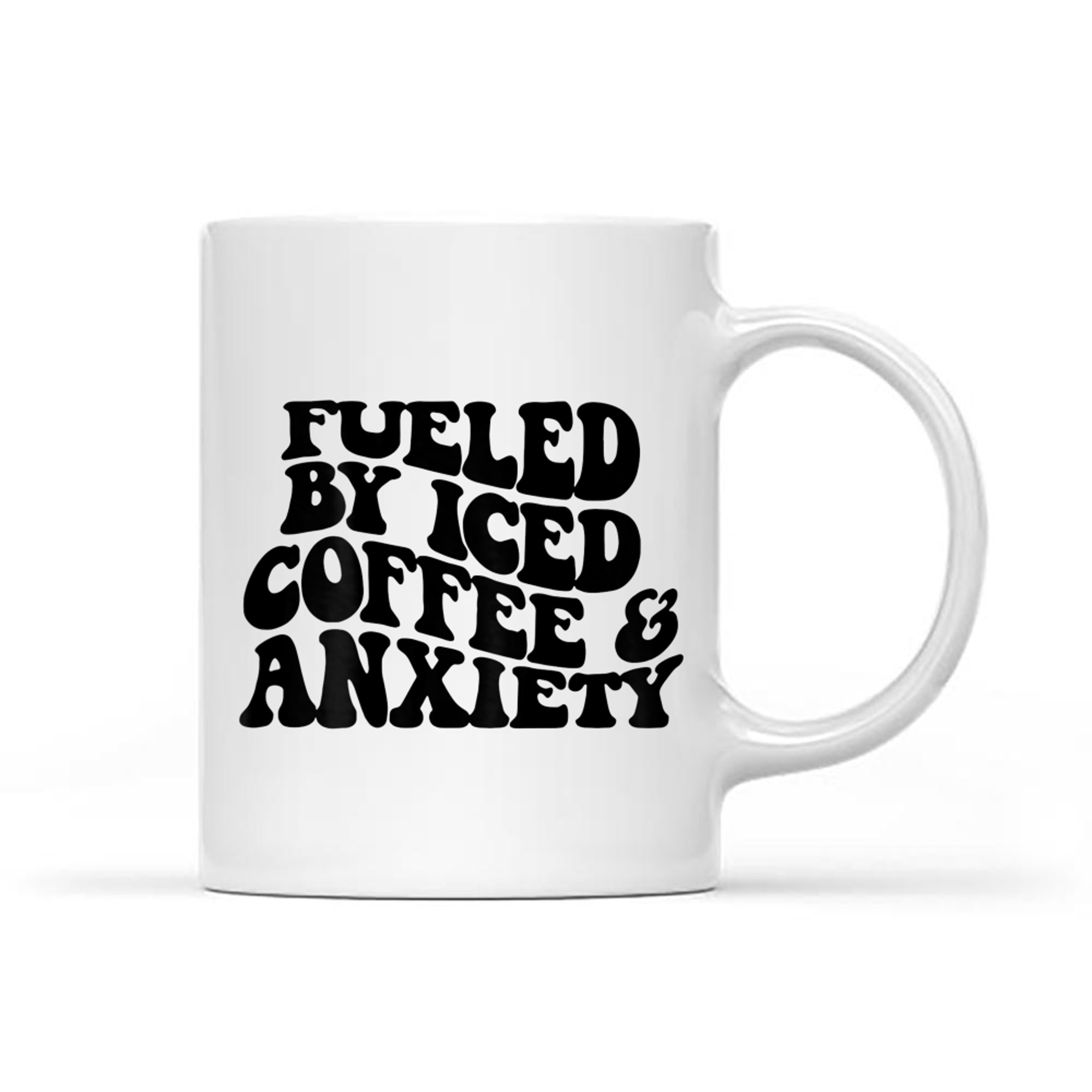 Fueled by Iced Coffee and Anxiety Retro Quote Funny Coffee Lover Mug