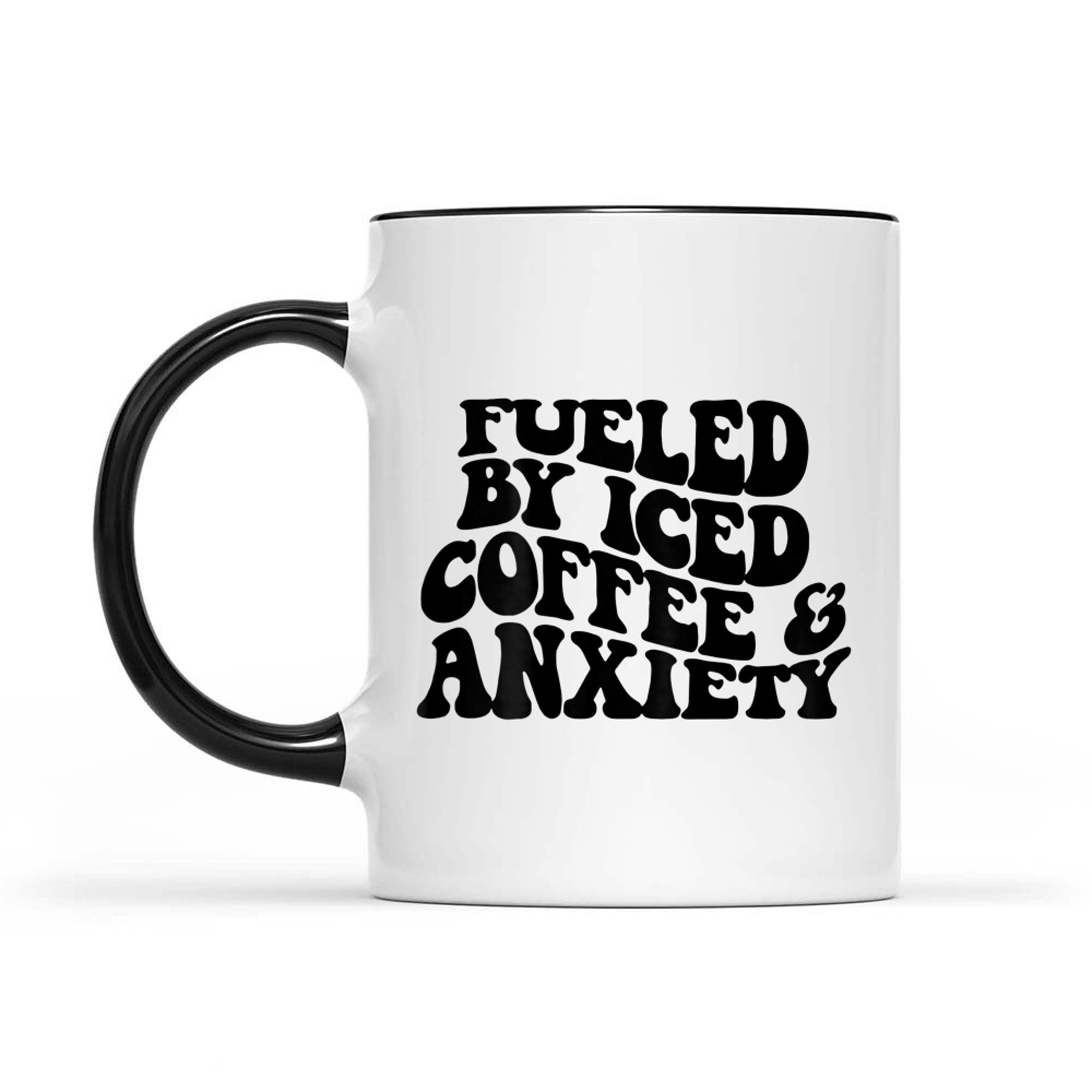 Fueled by Iced Coffee and Anxiety Retro Quote Funny Coffee Lover Mug