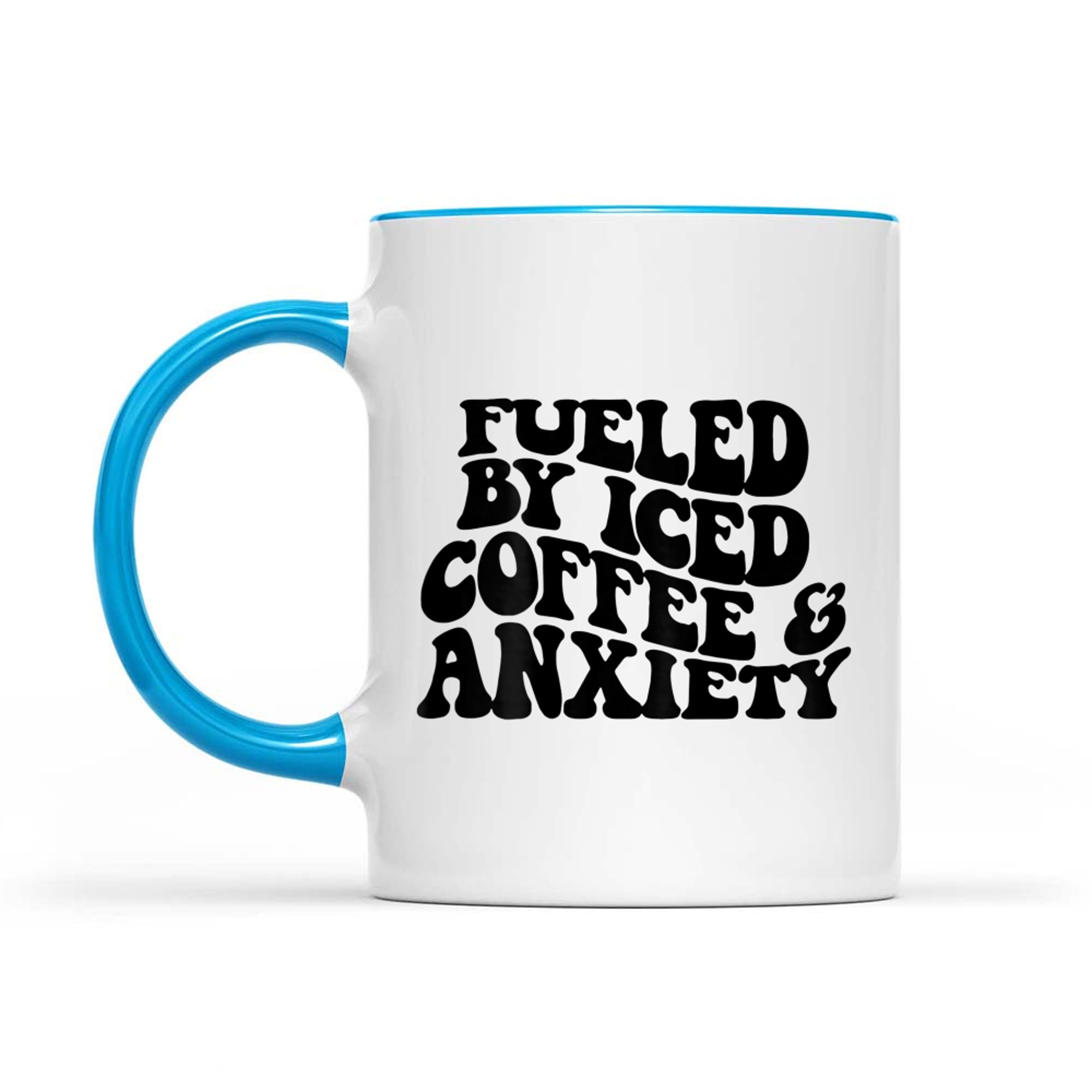 Fueled by Iced Coffee and Anxiety Retro Quote Funny Coffee Lover Mug
