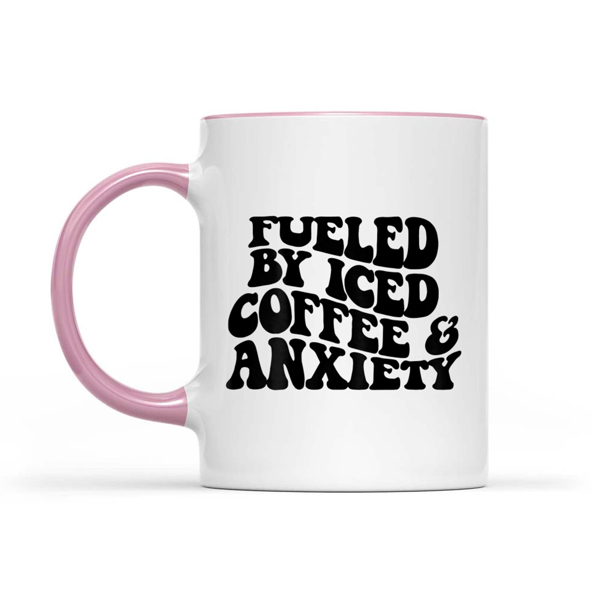 Fueled by Iced Coffee and Anxiety Retro Quote Funny Coffee Lover Mug