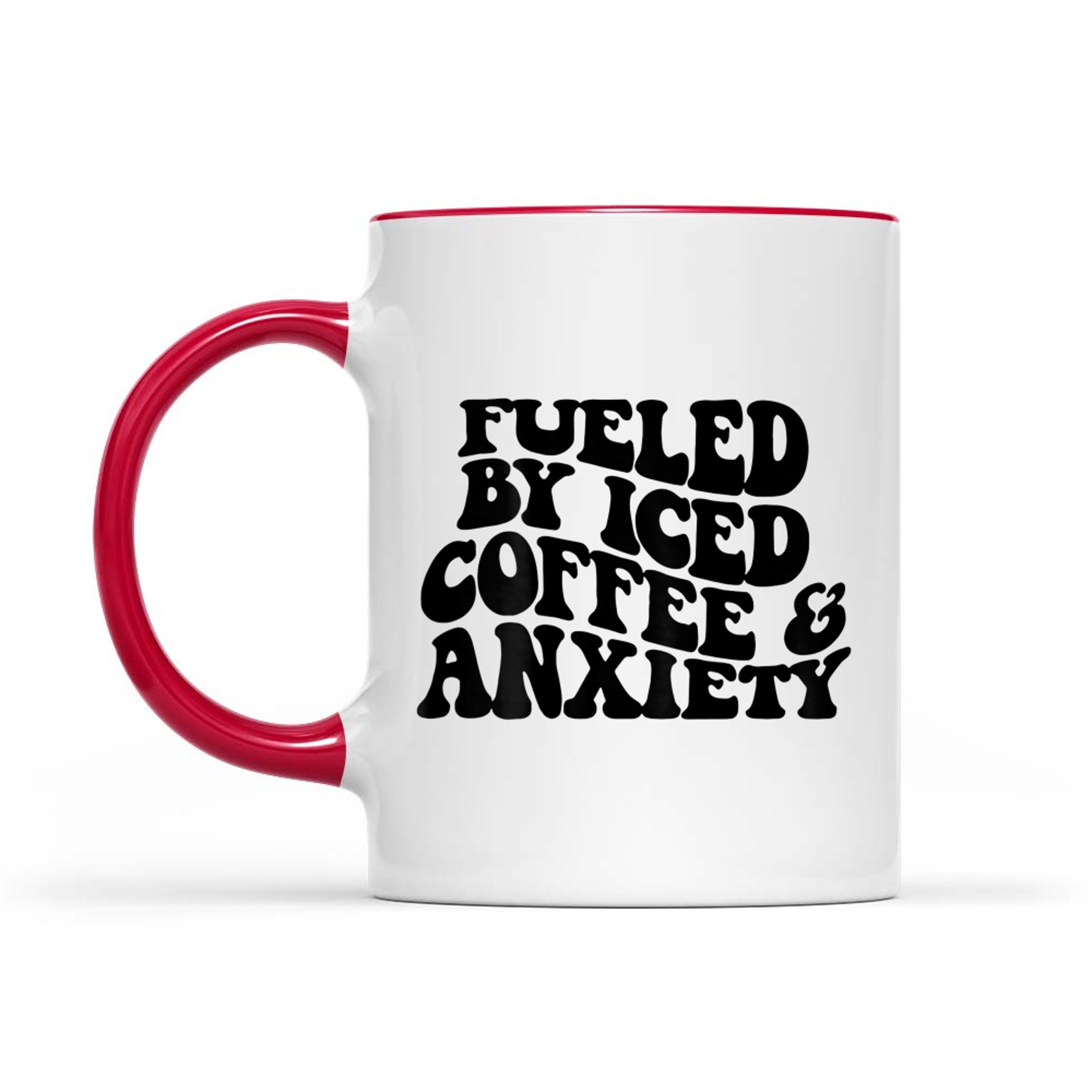 Fueled by Iced Coffee and Anxiety Retro Quote Funny Coffee Lover Mug