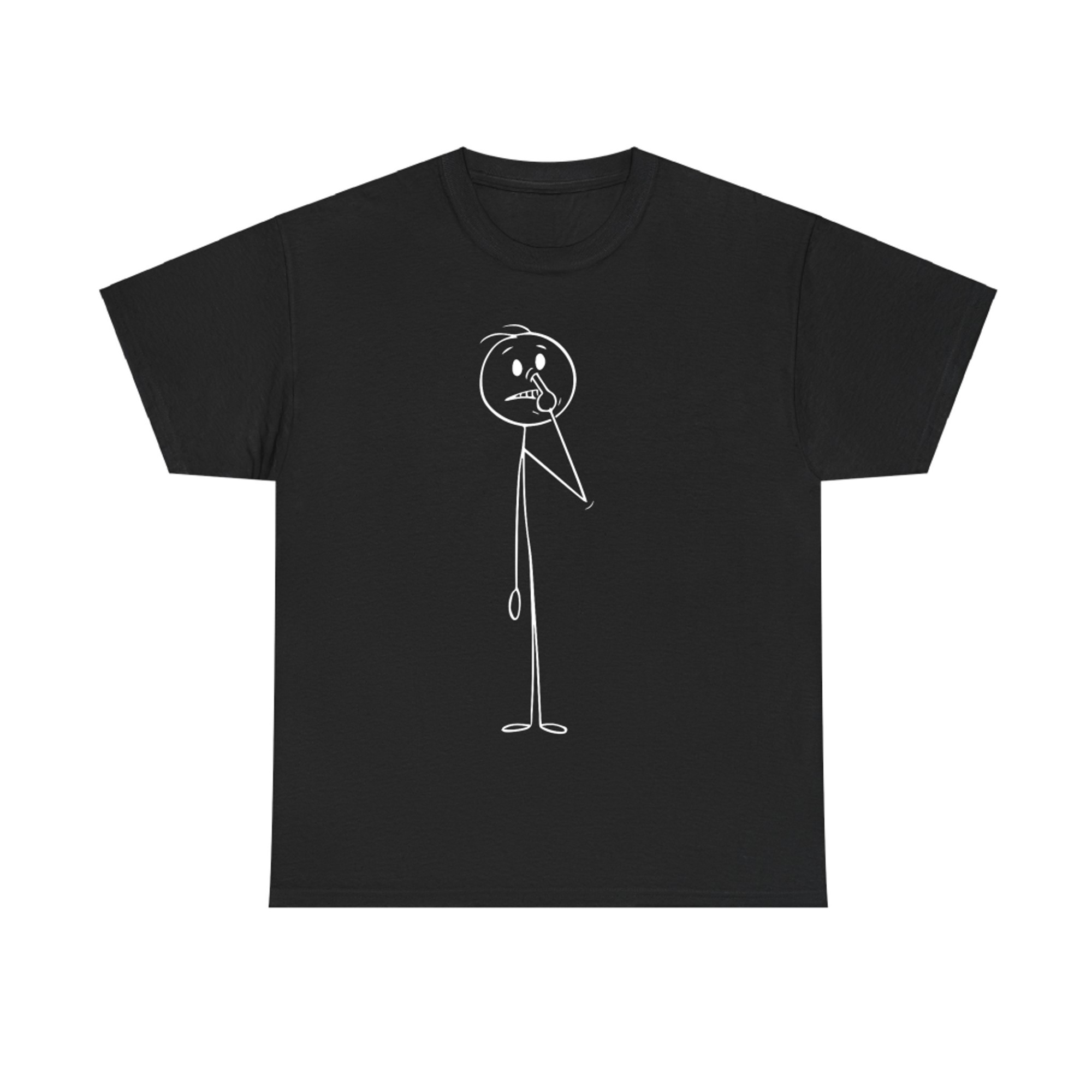 Funny Stick Figure Picking Nose Minimalist Cringe Humor Art T-Shirt