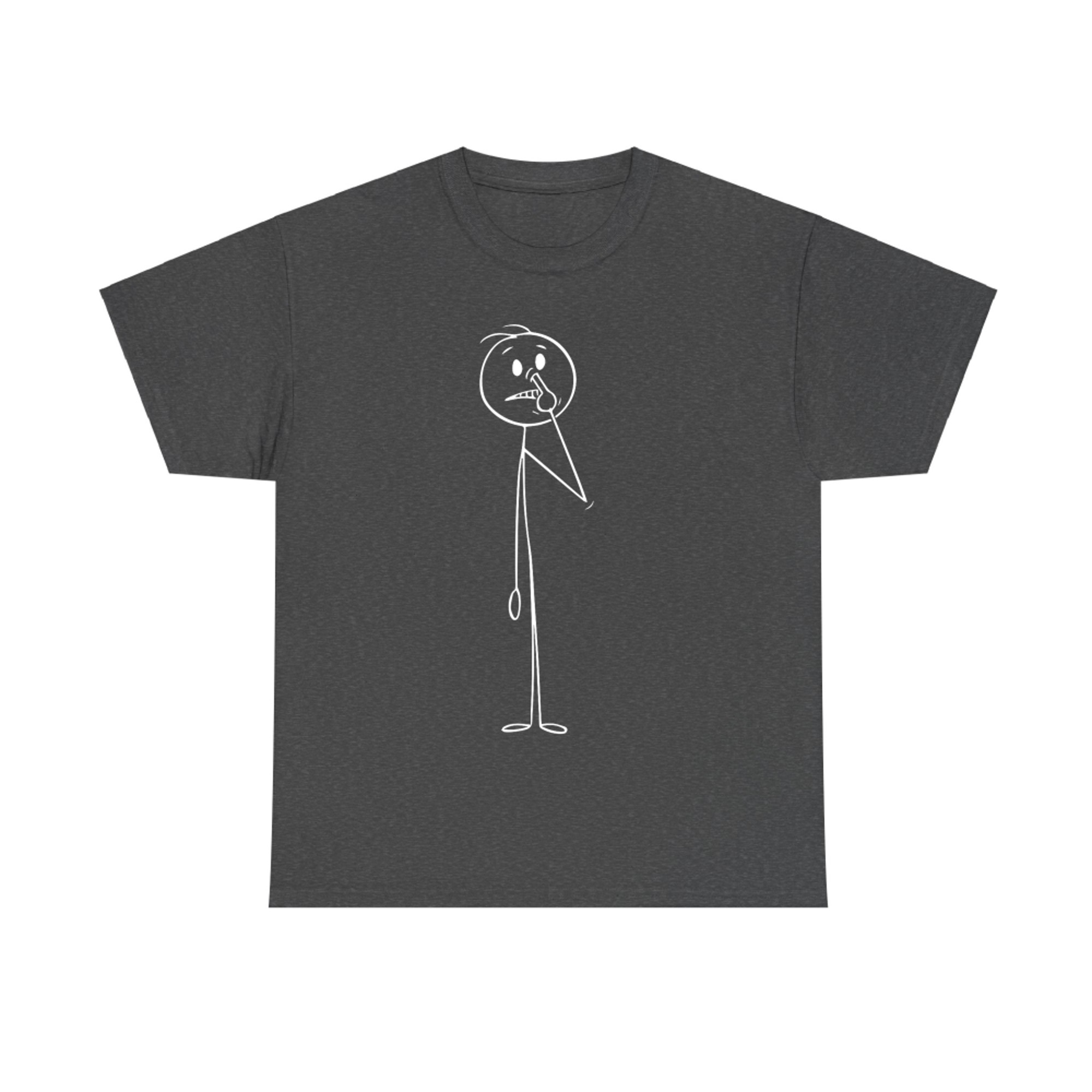 Funny Stick Figure Picking Nose Minimalist Cringe Humor Art T-Shirt
