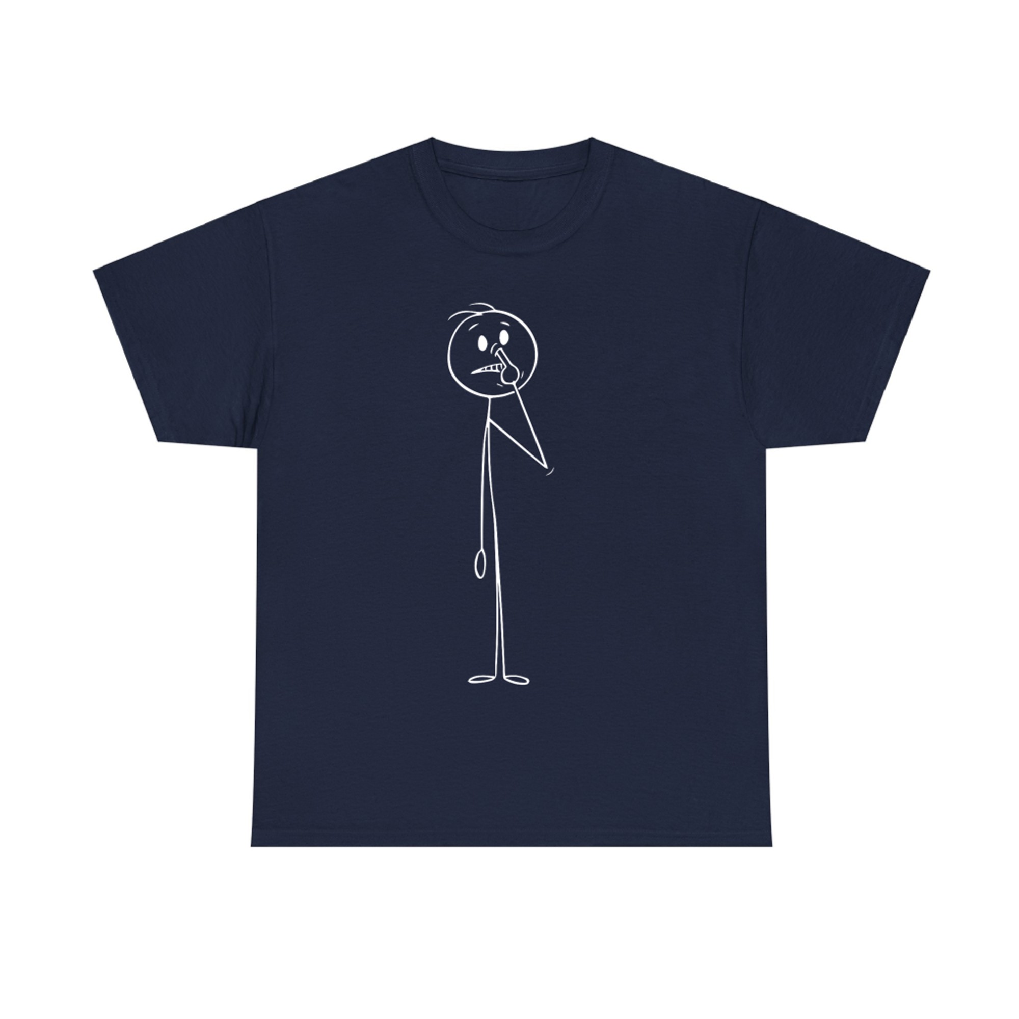 Funny Stick Figure Picking Nose Minimalist Cringe Humor Art T-Shirt