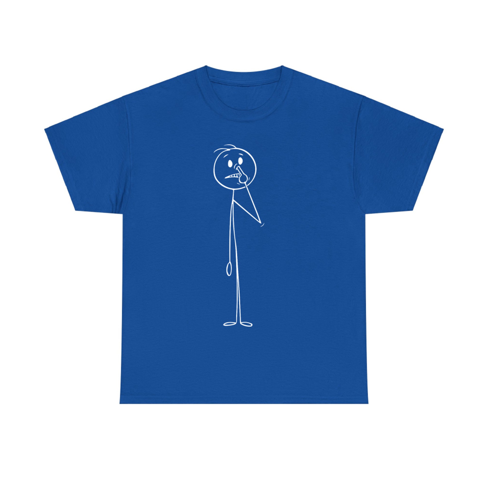 Funny Stick Figure Picking Nose Minimalist Cringe Humor Art T-Shirt
