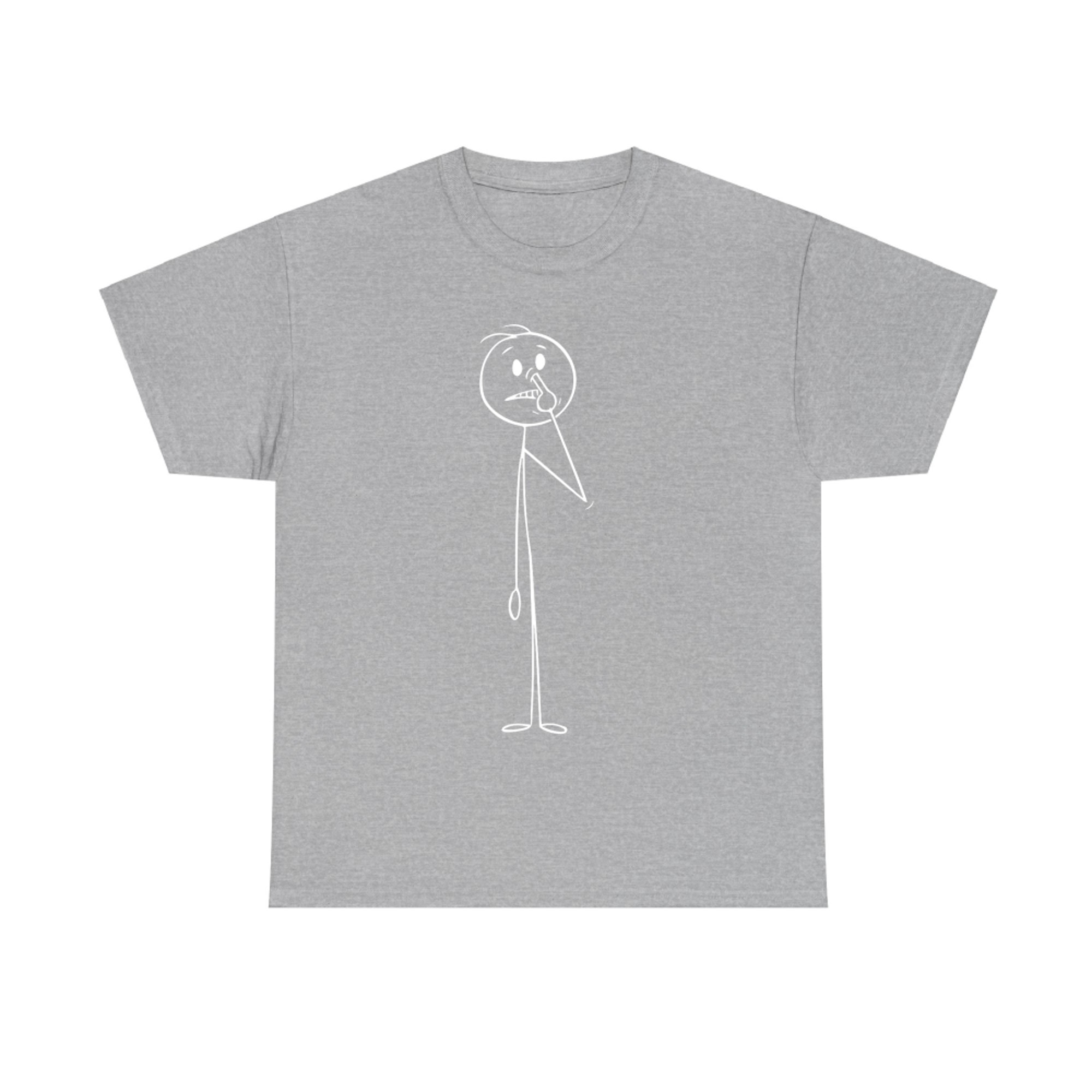 Funny Stick Figure Picking Nose Minimalist Cringe Humor Art T-Shirt